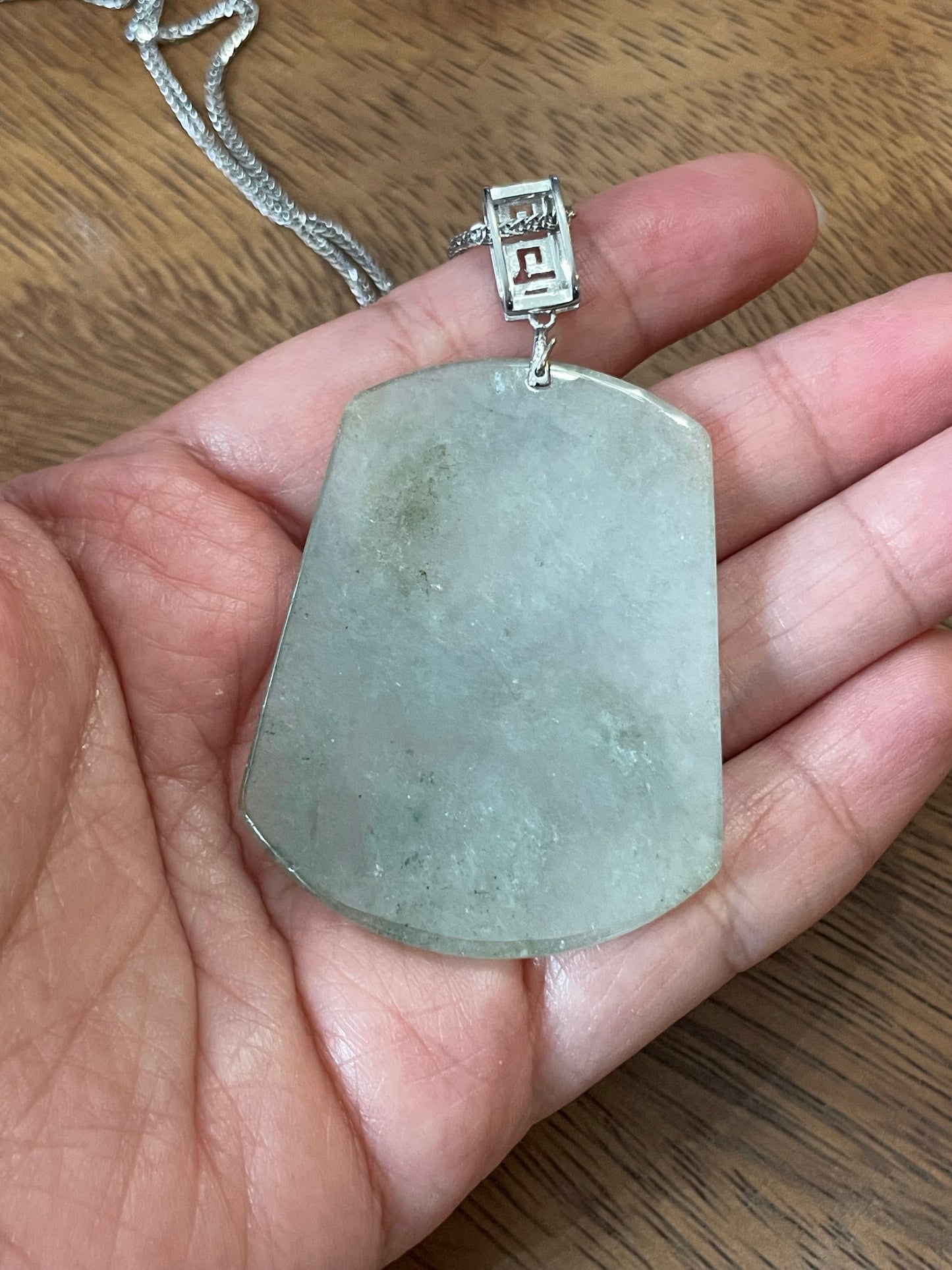 Grade A Natural  Light Green  Burma Jadeite pendant With Silver necklace