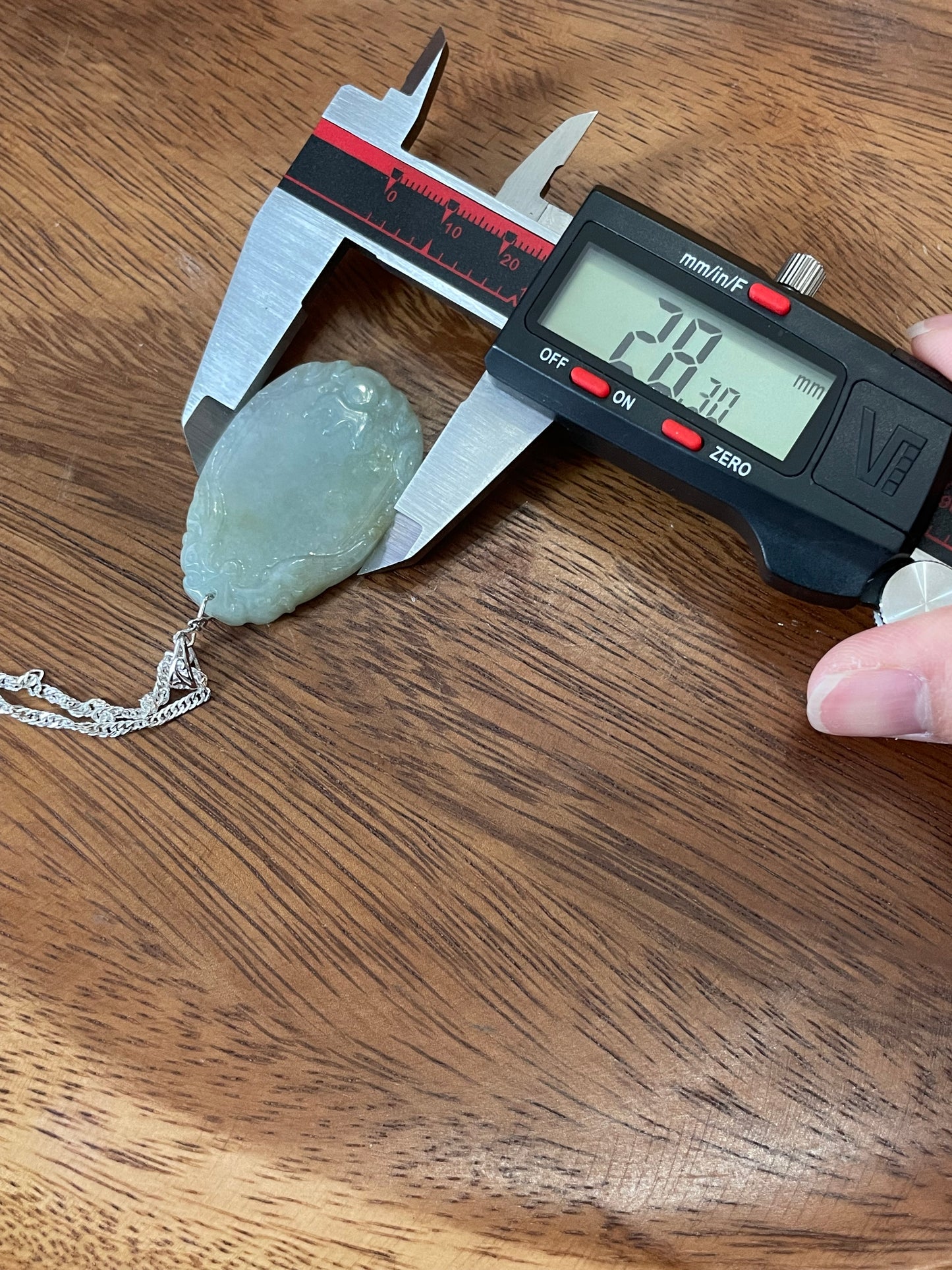 Grade A Natural  Light Green  Burma Jadeite Yuyi pendant With Silver necklace