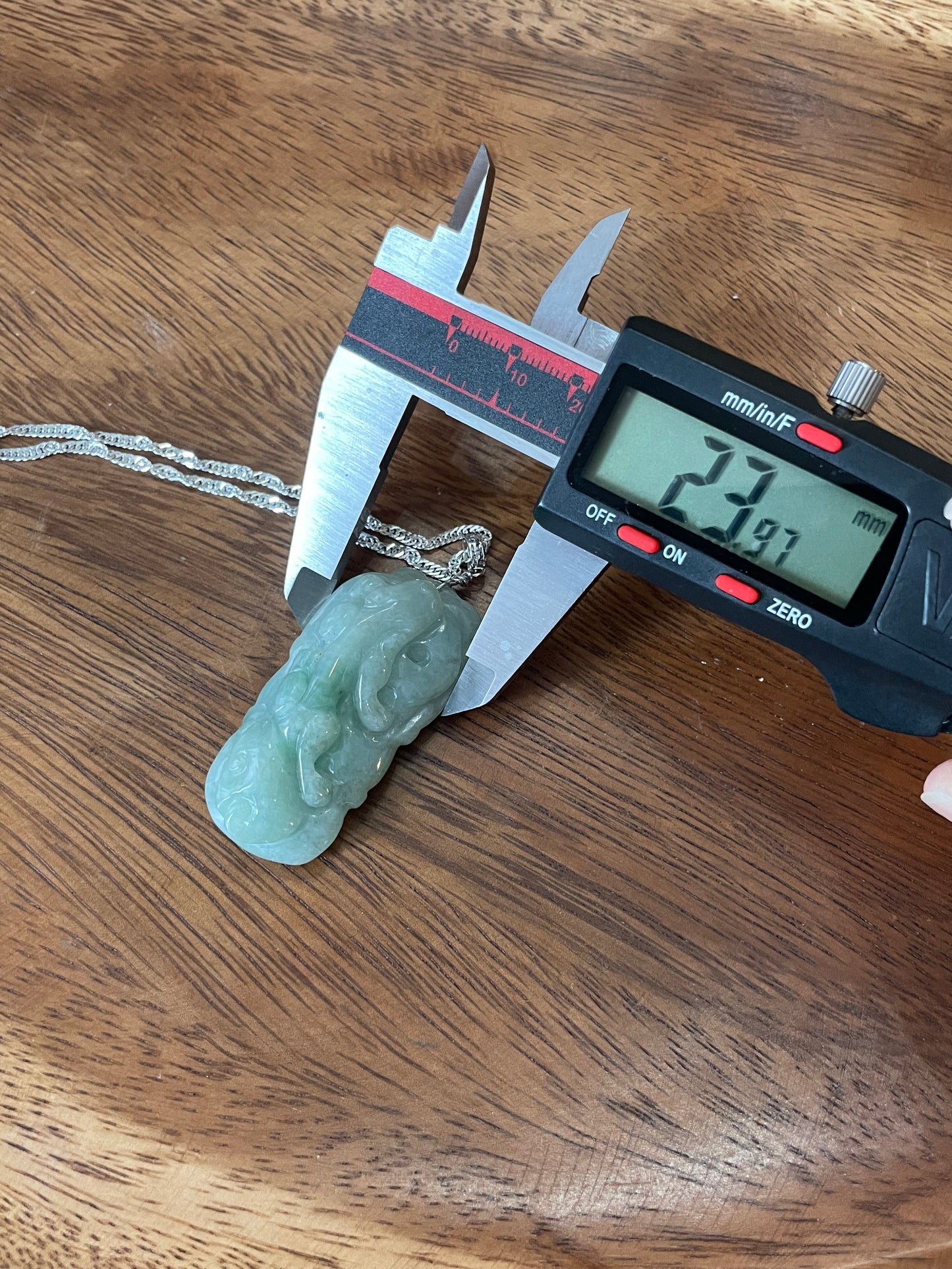 Natural Grade A Burmese Jadeite Glassy Blue Ancient Dragon over Leaf  Pendant silver necklace