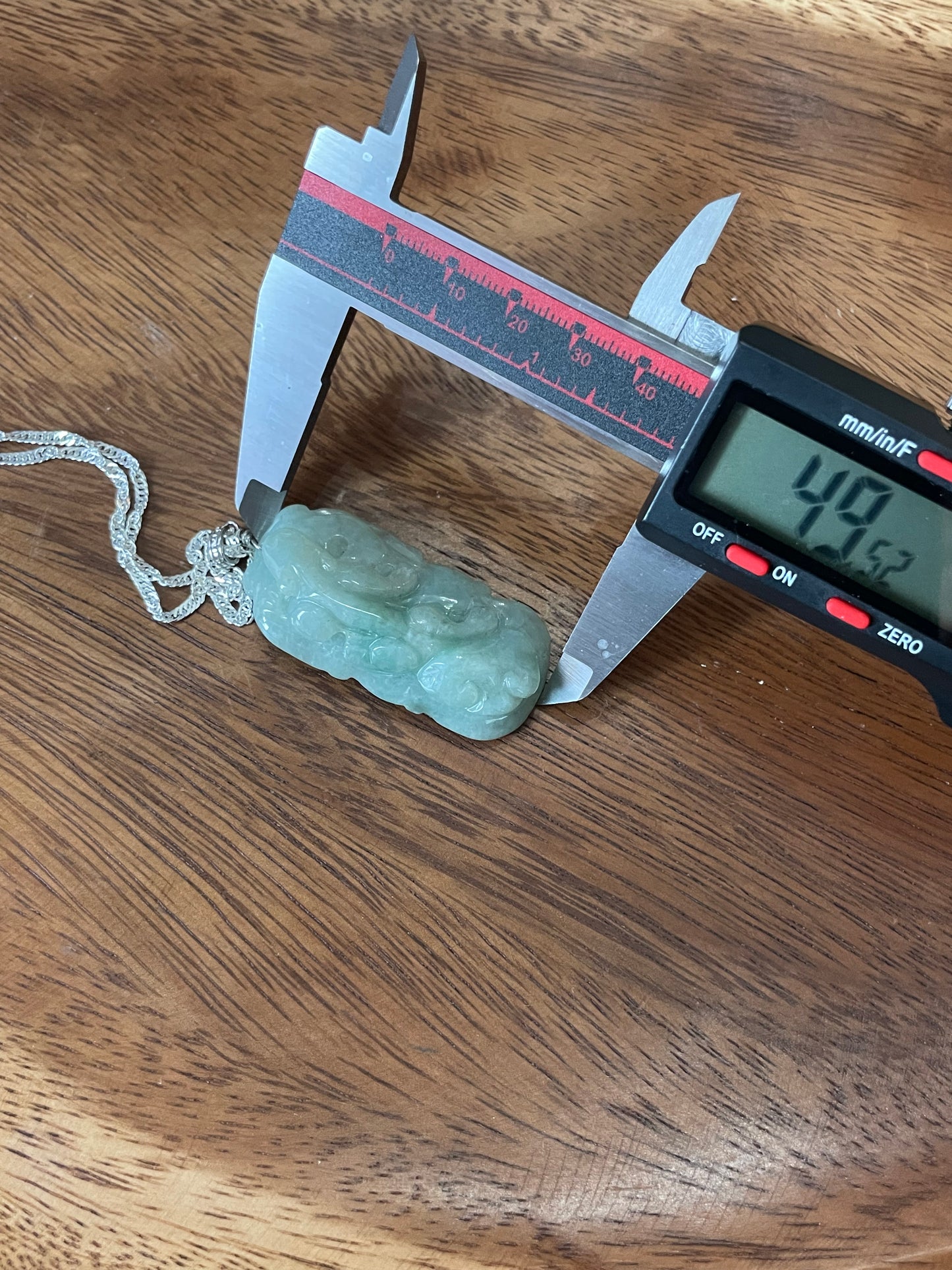 Natural Grade A Burmese Jadeite Glassy Blue Ancient Dragon over Leaf  Pendant silver necklace