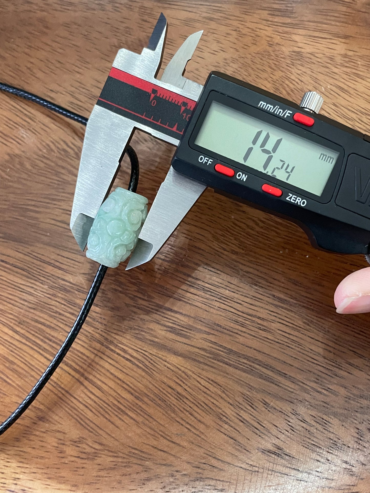 Natural Green Jadeite "Lu Lu Tong"  with Black silk chocker