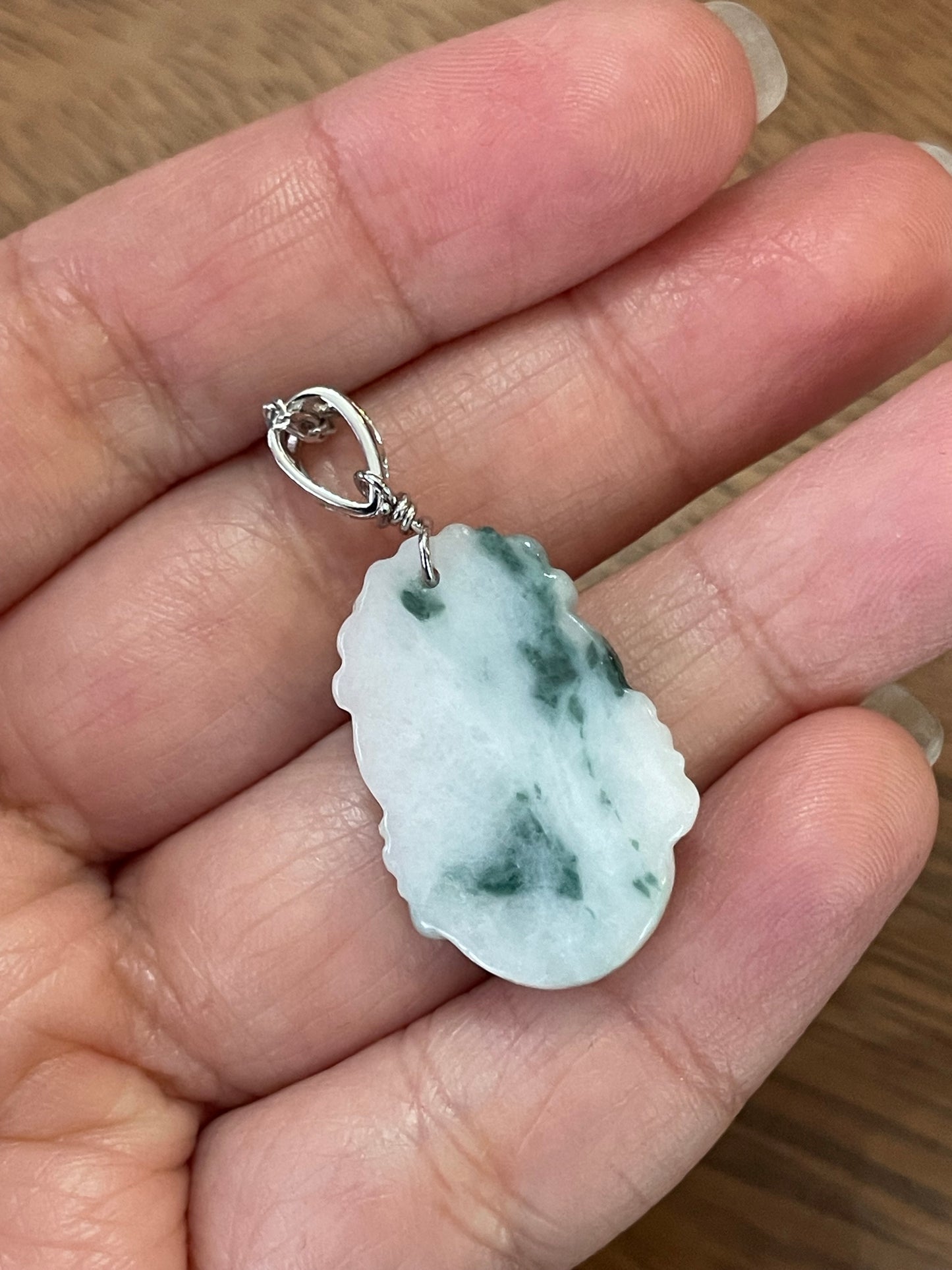 Grade A jadeite Zodiac (Monkey) pendant with silver necklace