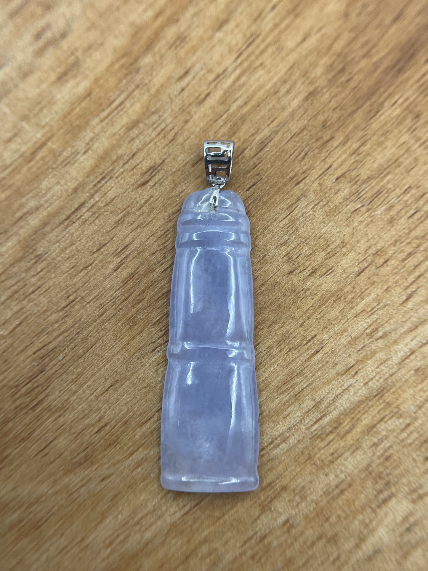 Grade A Natural Icy Lavender Burma jadeite bamboo with 18k white gold pandent