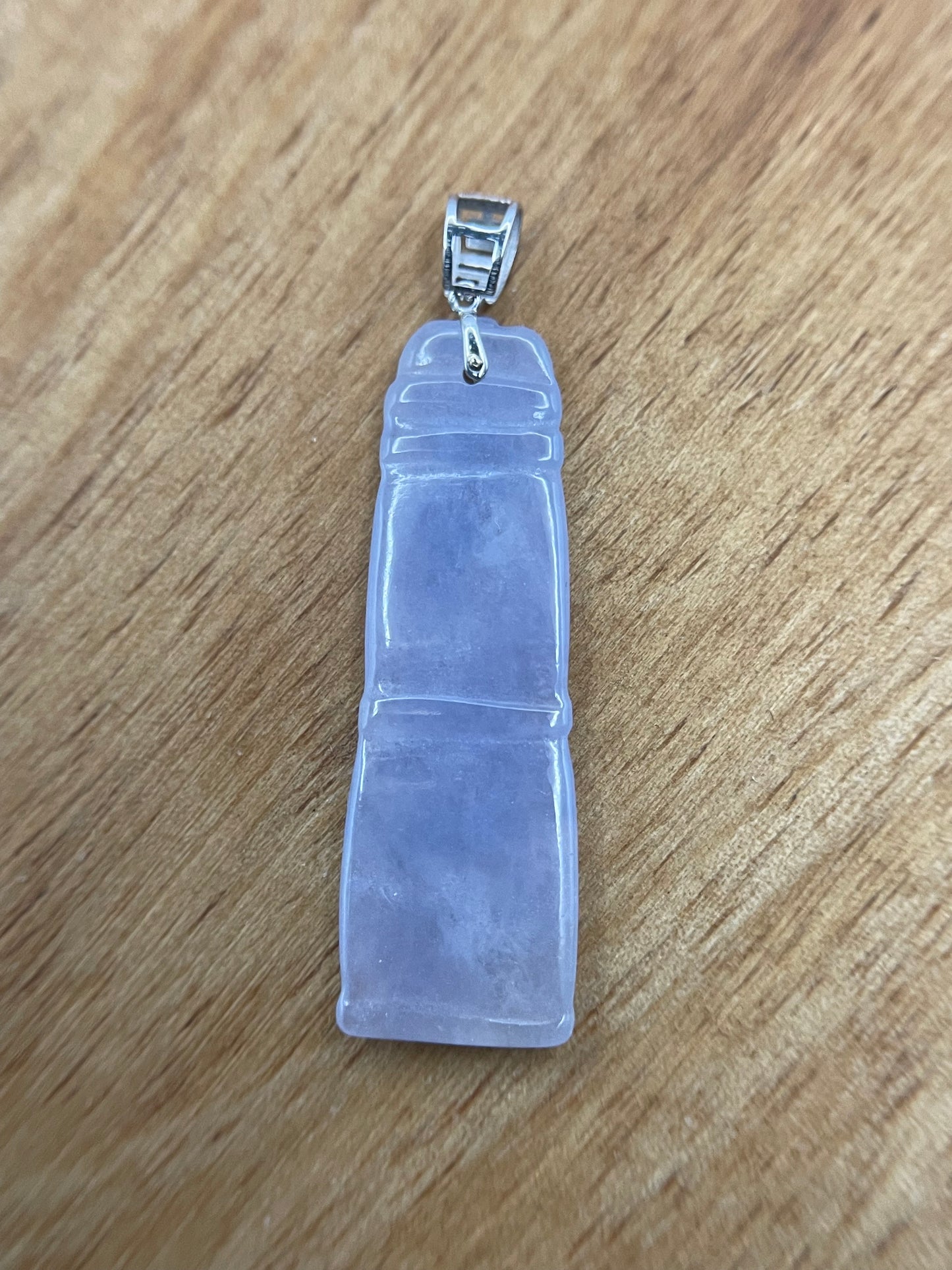 Grade A Natural Icy Lavender Burma jadeite bamboo with 18k white gold pandent