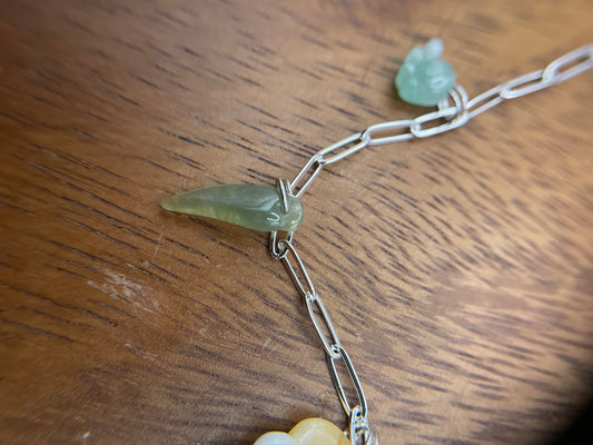 Grade A Natural 5 charms silver bracelet