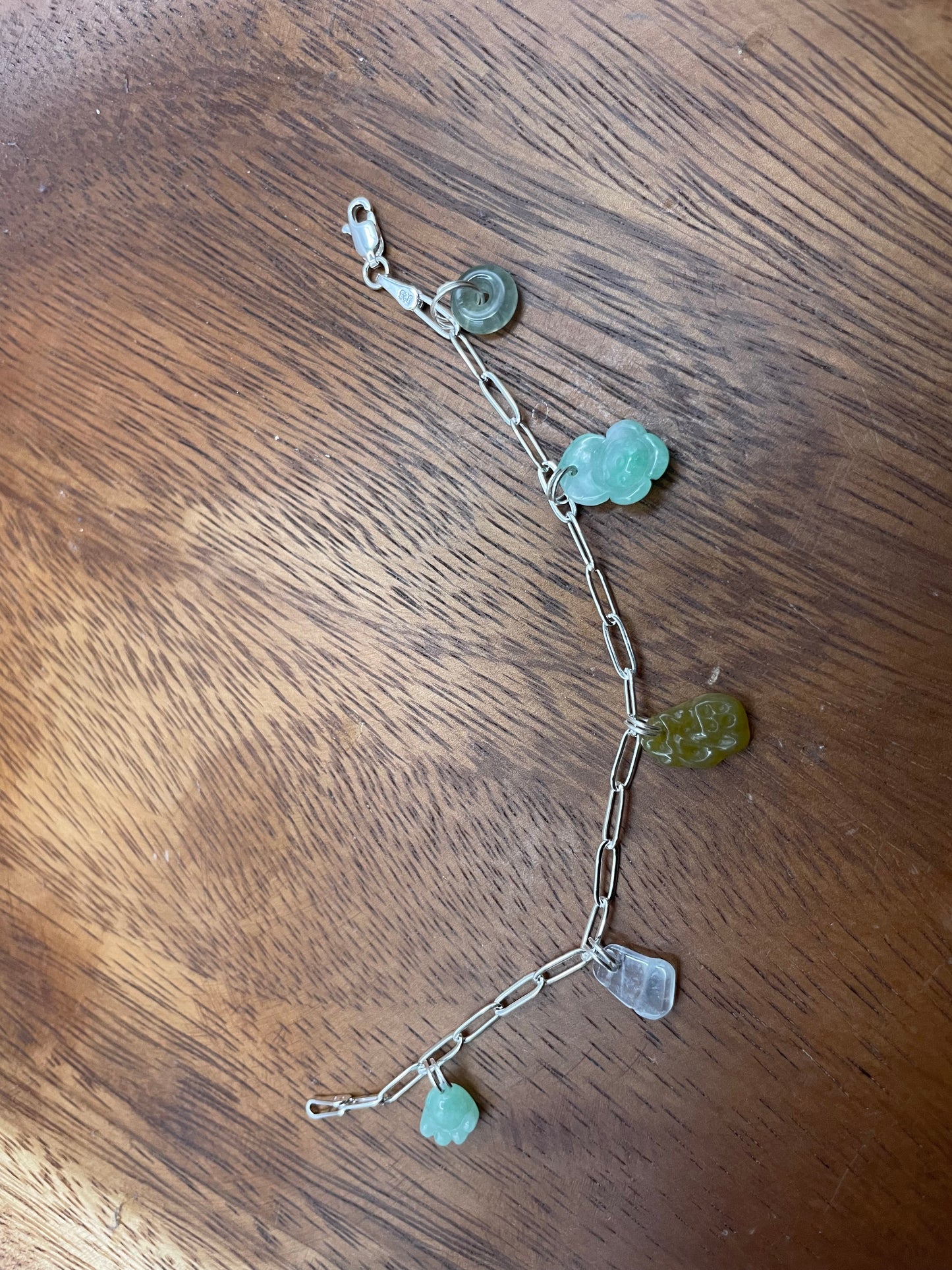 Grade A Natural 5 charms silver bracelet