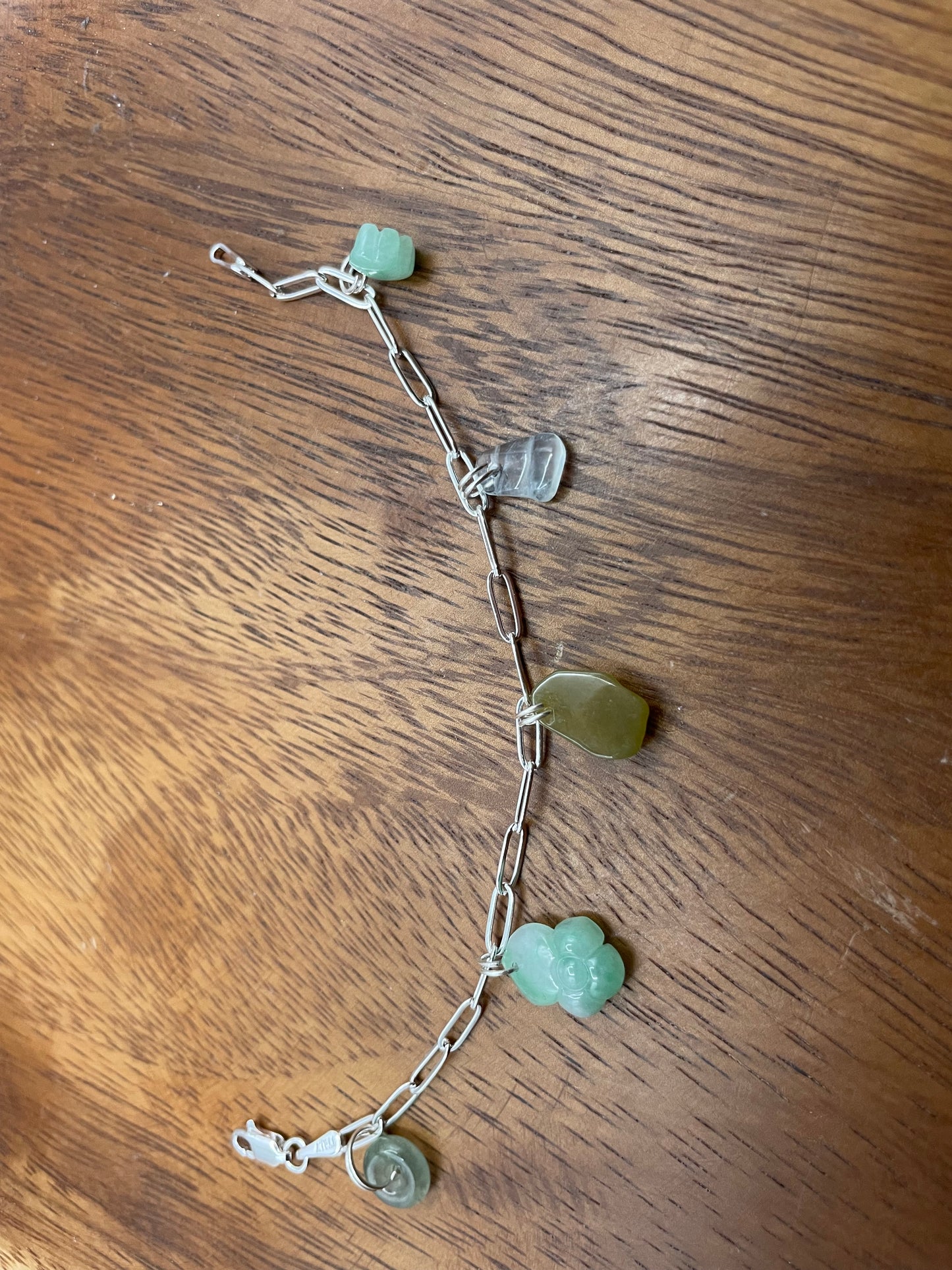 Grade A Natural 5 charms silver bracelet