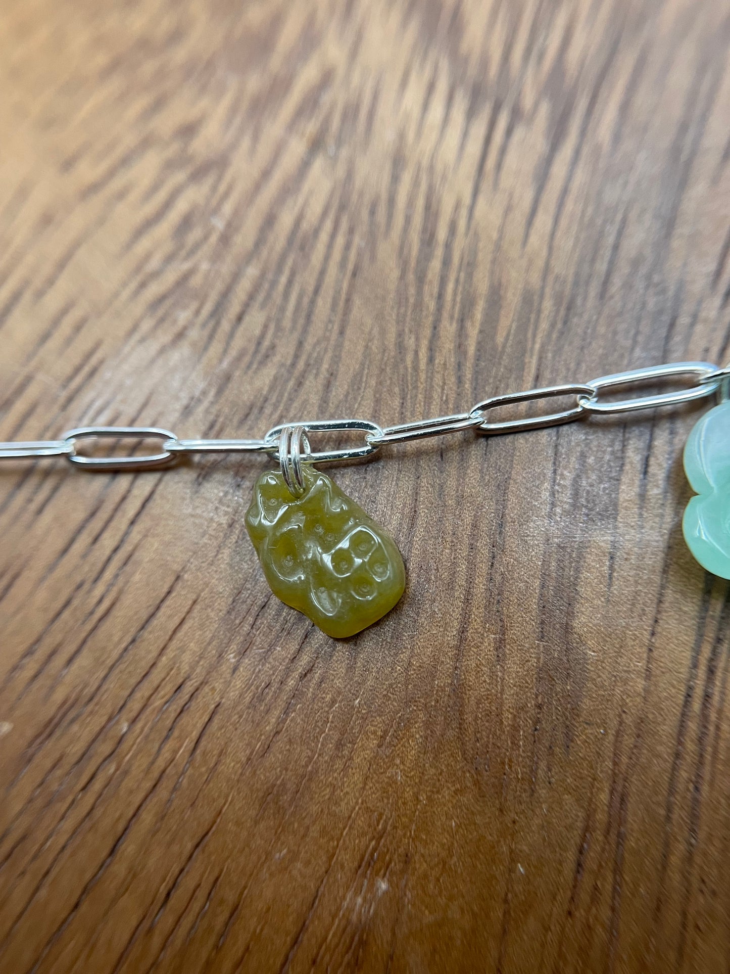 Grade A Natural 5 charms silver bracelet