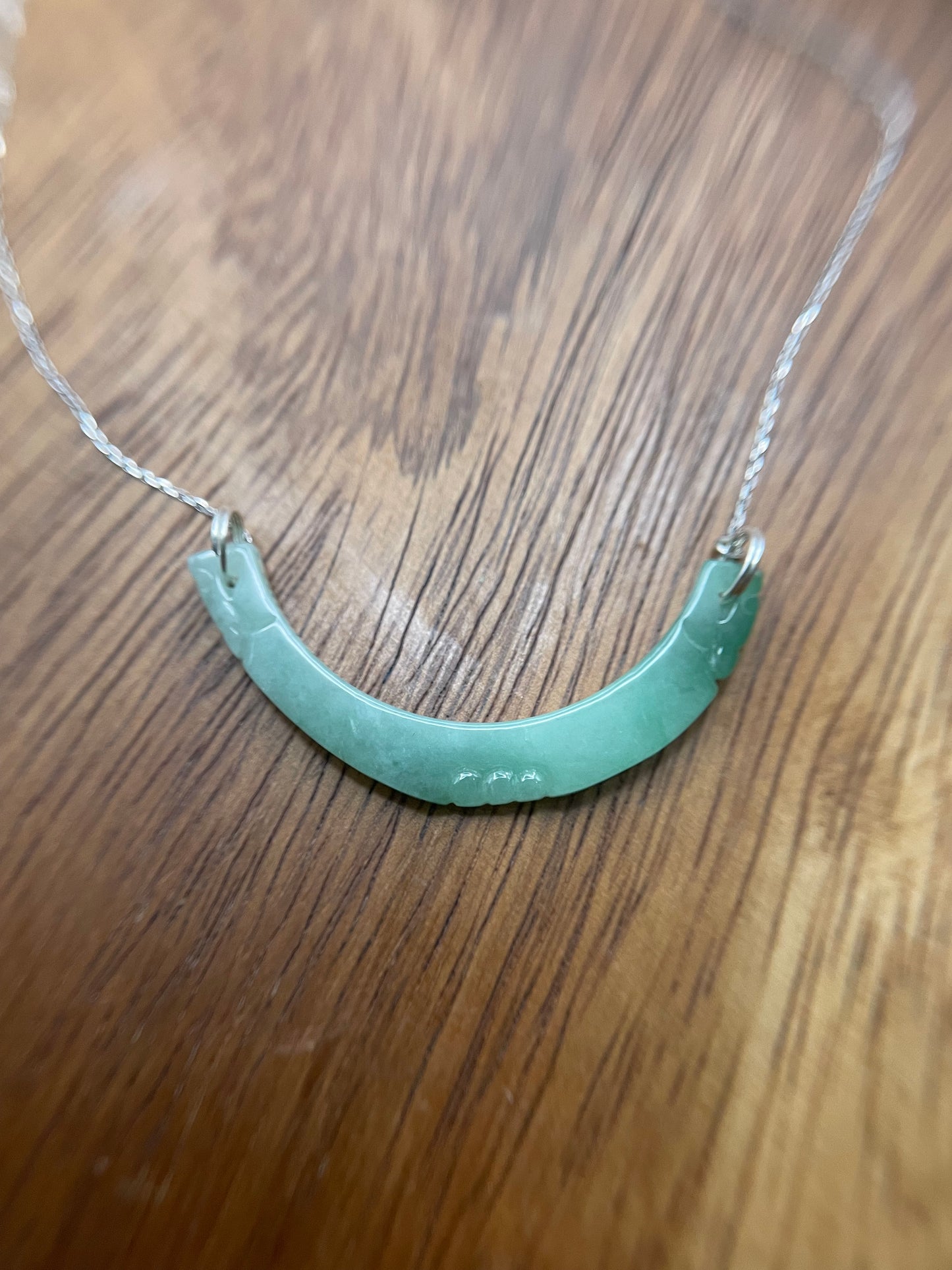 Natural Grade A  Jadeite Double headed dragon dragon Pendant Sterling Silver Necklace