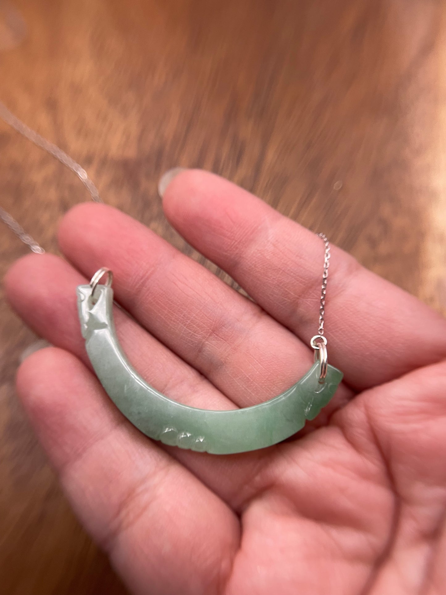 Natural Grade A  Jadeite Double headed dragon dragon Pendant Sterling Silver Necklace