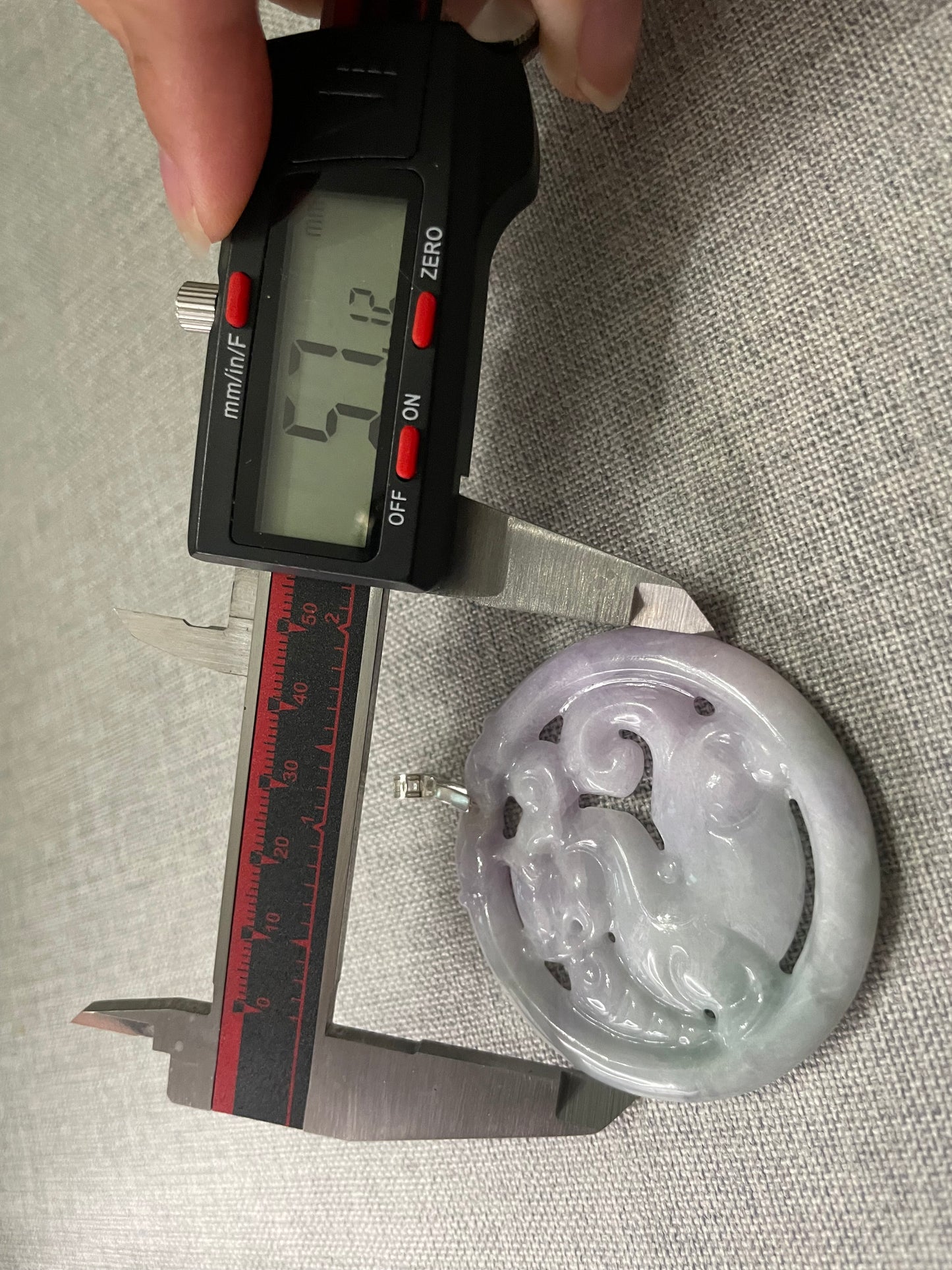 Natural Grade A Burmese Jadeite Lavender, green Ancient Dragon Sterling Silver  Pendant