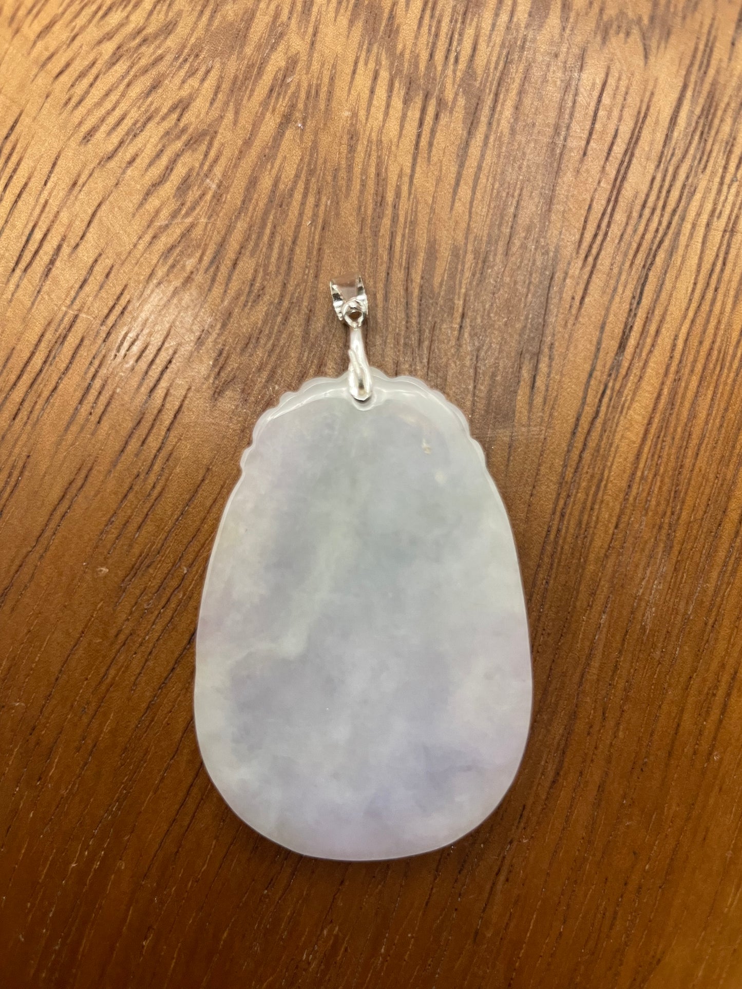 Grade A Natural Burmese Jadeite Lavender, green Ancient Dragon Sterling Silver  Necklace