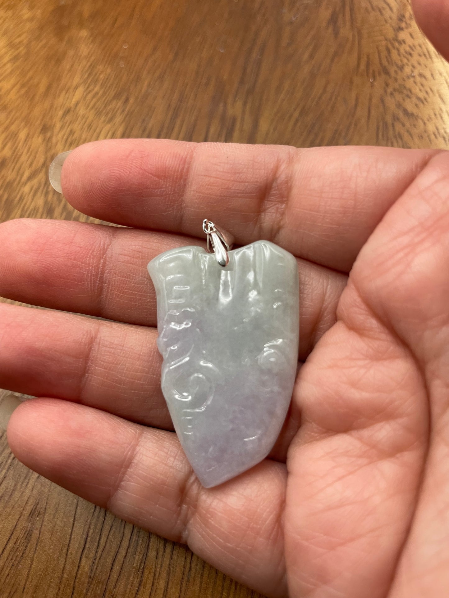 Grade A Natural Burma Lavender and green Shield Pendant
