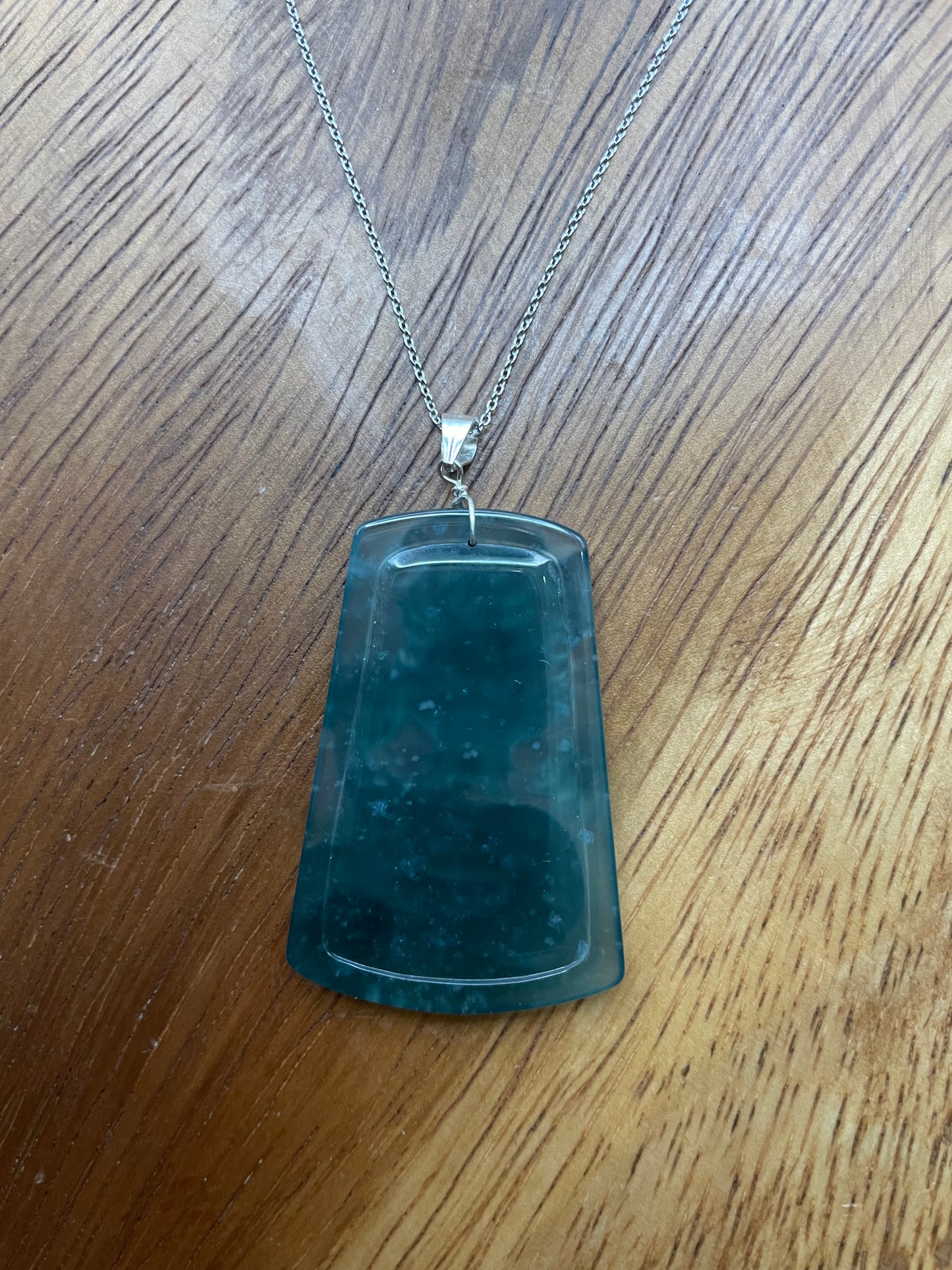 Grade A Natural blue green jadite dragon Sterling Silver Necklace