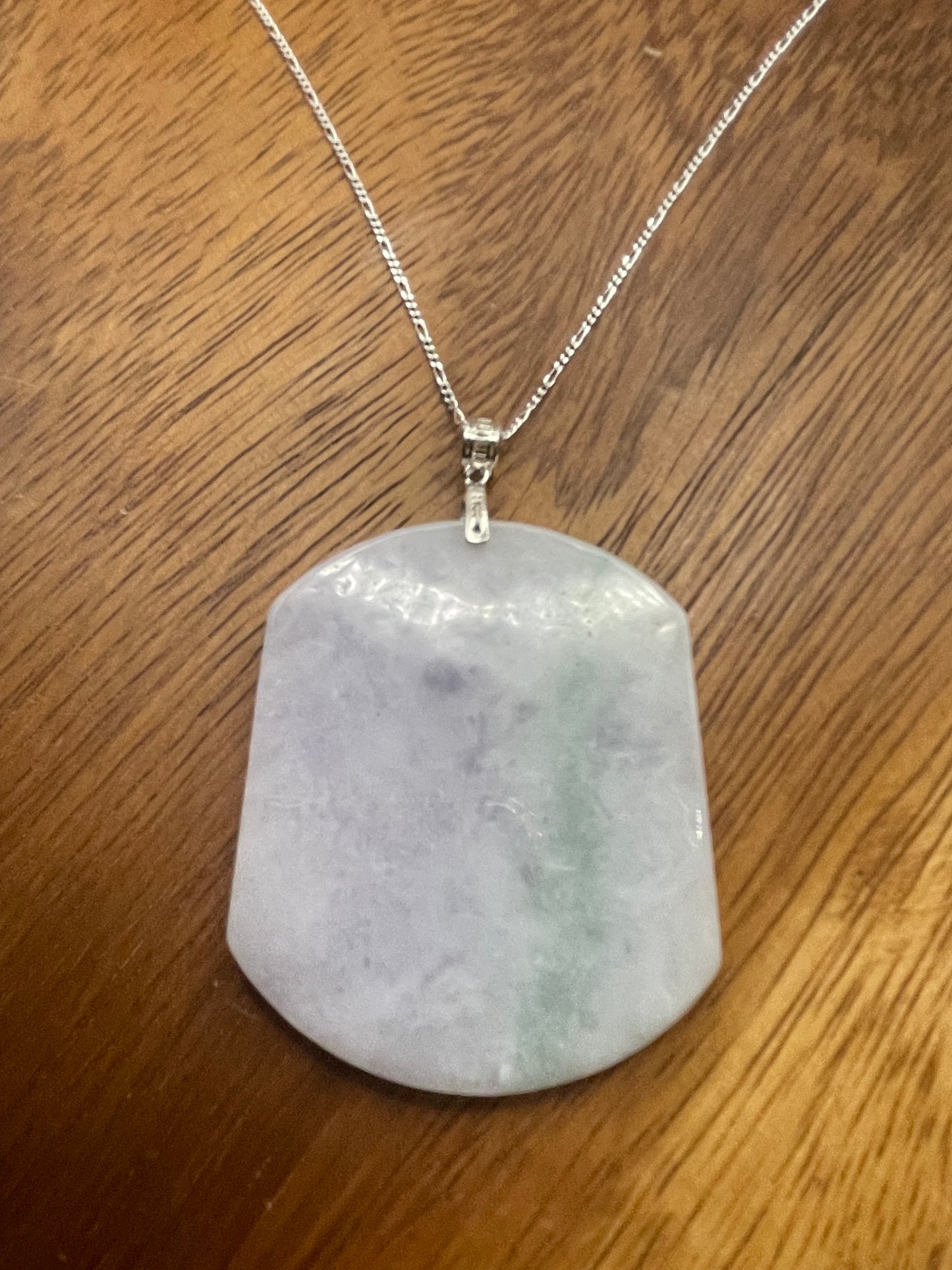 Grade A Natural  Lavender Green  Burma Jadeite pendant With Sterling Silver necklace