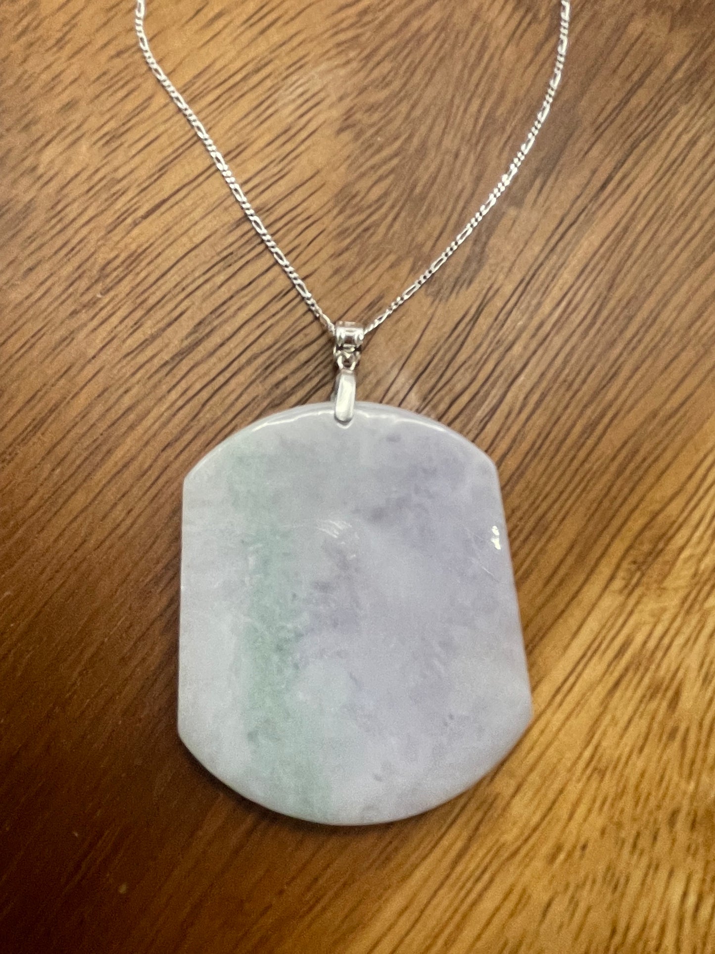 Grade A Natural  Lavender Green  Burma Jadeite pendant With Sterling Silver necklace