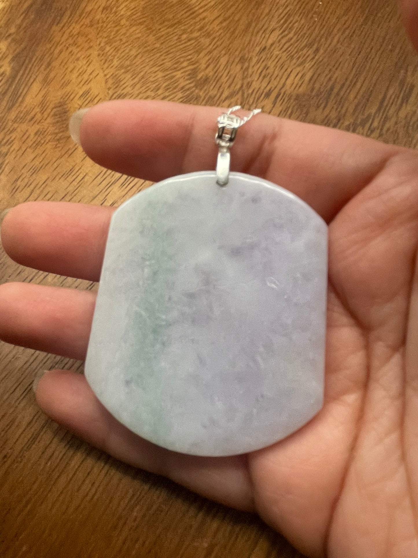 Grade A Natural  Lavender Green  Burma Jadeite pendant With Sterling Silver necklace
