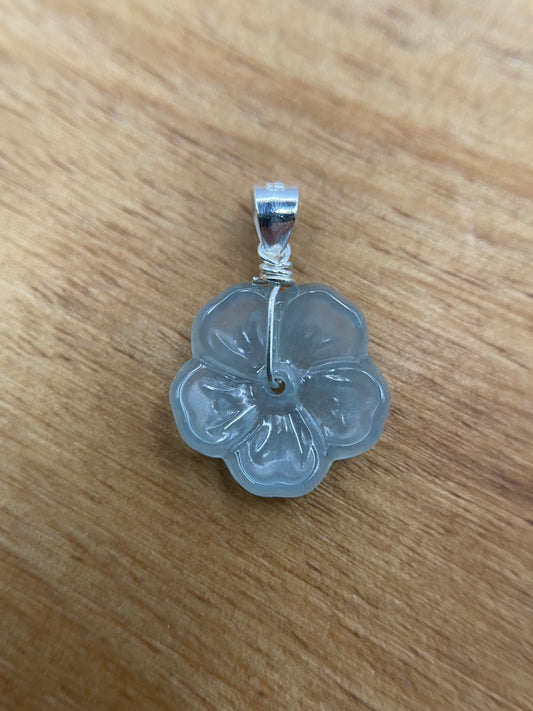 Natural Grade A Burma Icy Plum Blossom sterling silver necklace
