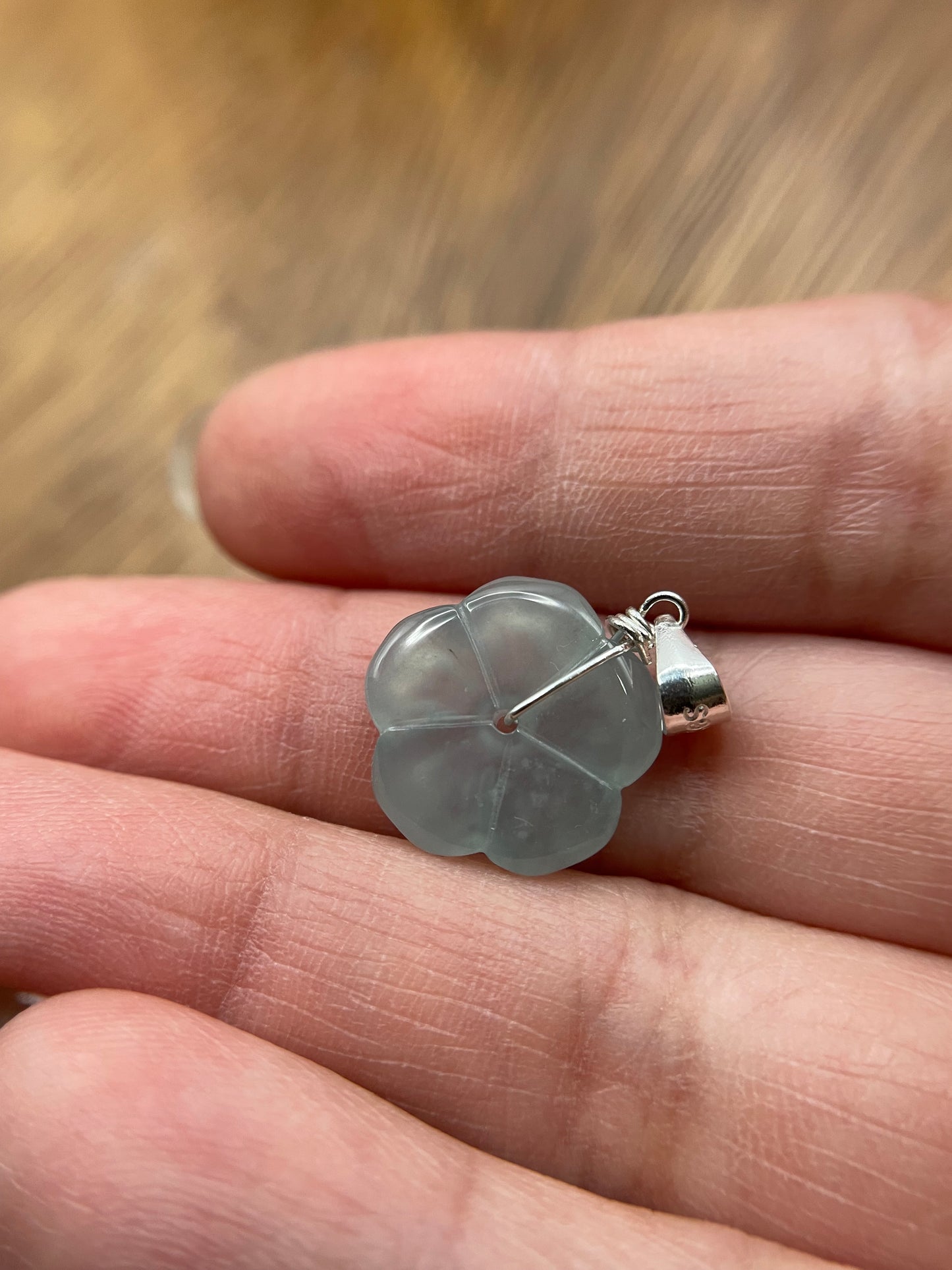 Natural Grade A Burma Icy Plum Blossom sterling silver necklace