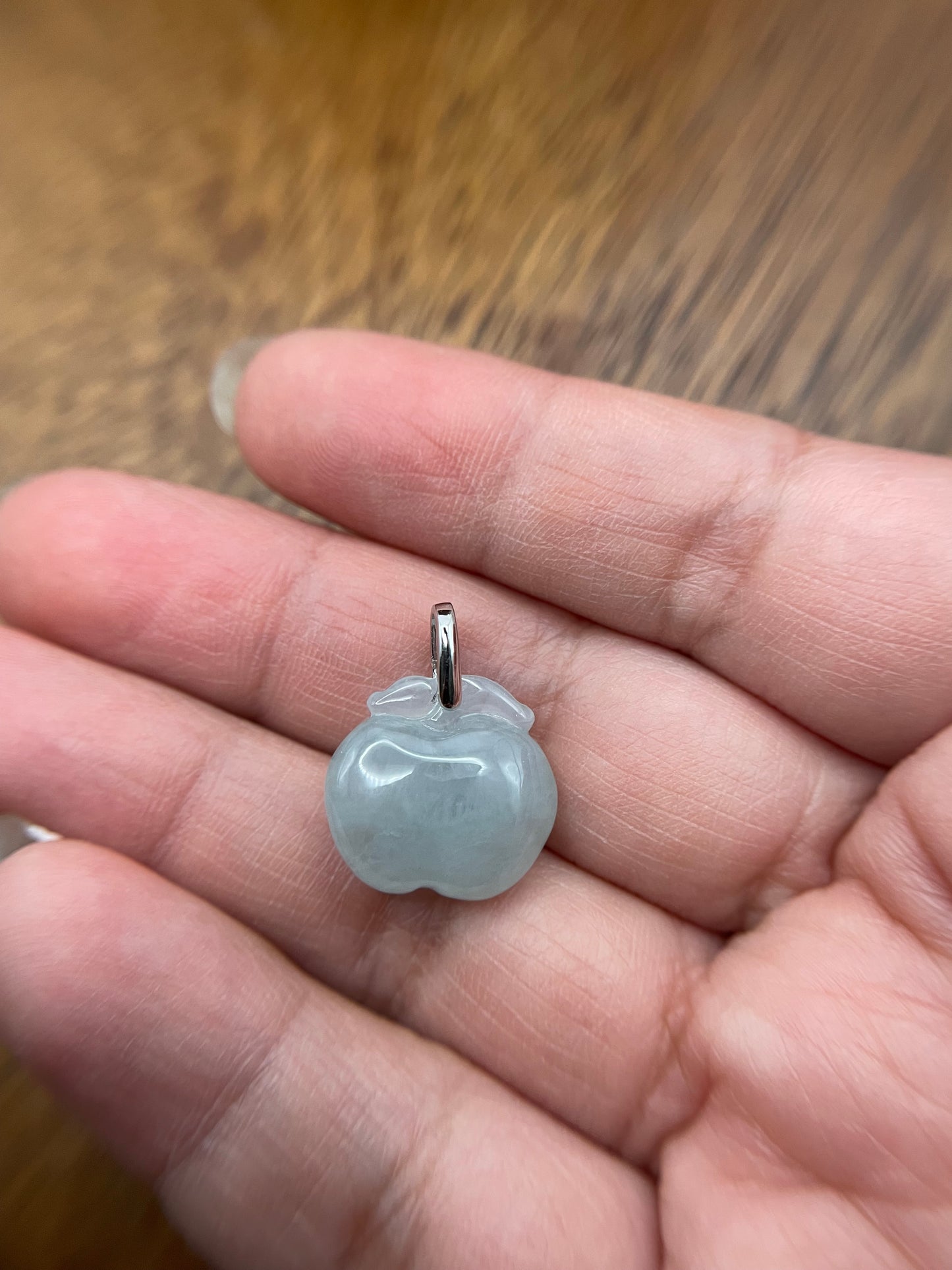 Natural Grade A Burmese Jadeite Sterling Silver light blue Apple necklace