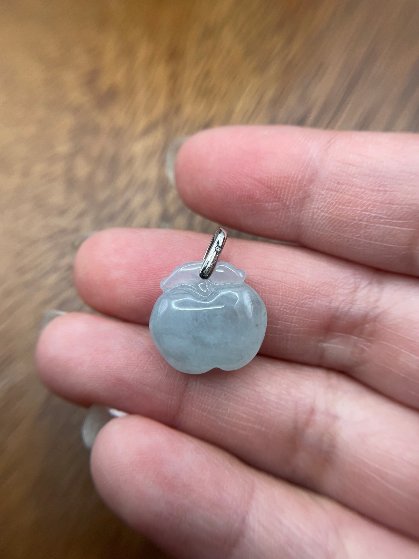 Natural Grade A Burmese Jadeite Sterling Silver light blue Apple necklace