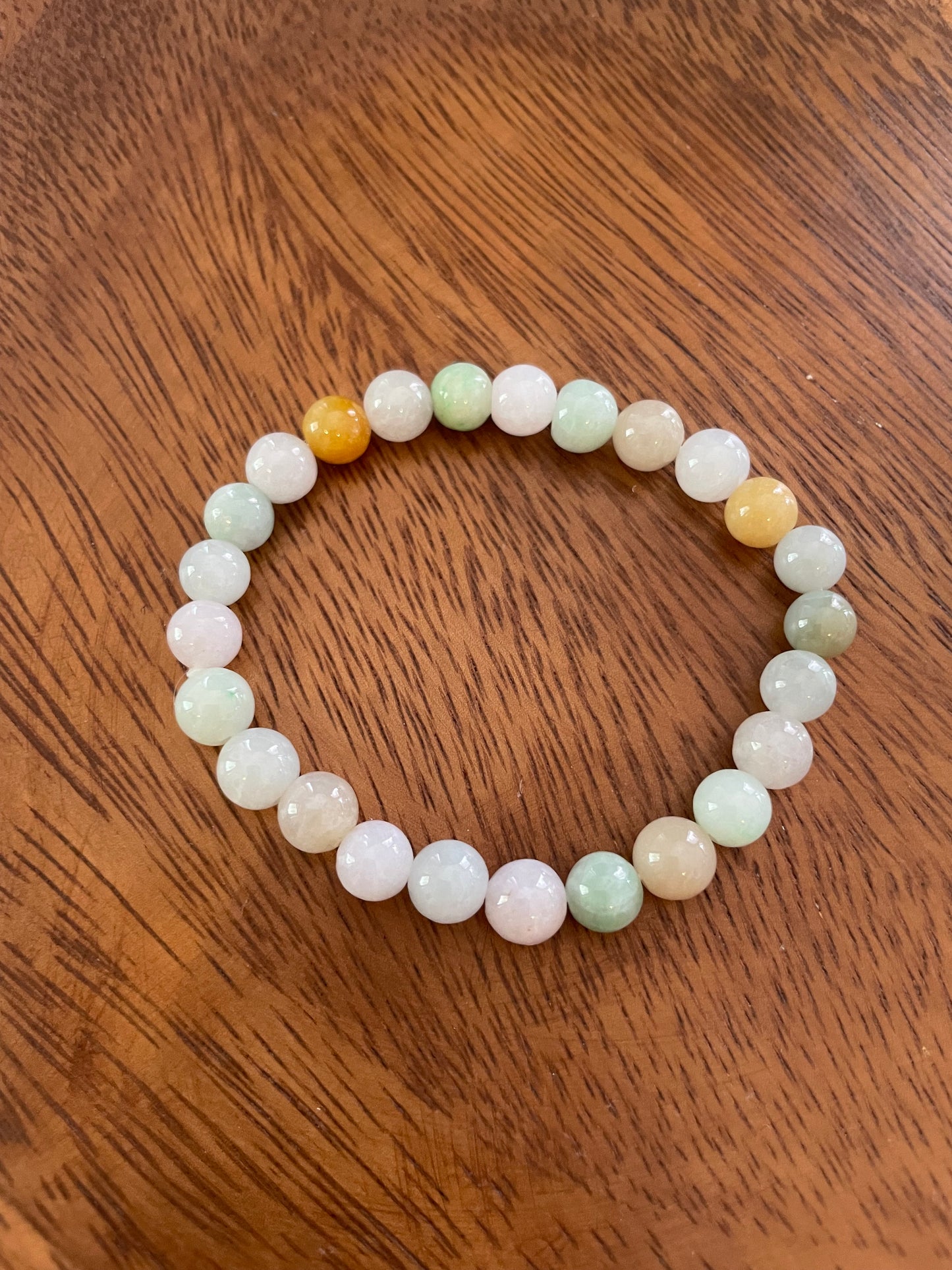 Grade A Natural Multi Colors Burma Jadeite beads elastic bracelet