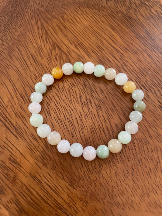 Grade A Natural Multi Colors Burma Jadeite beads elastic bracelet