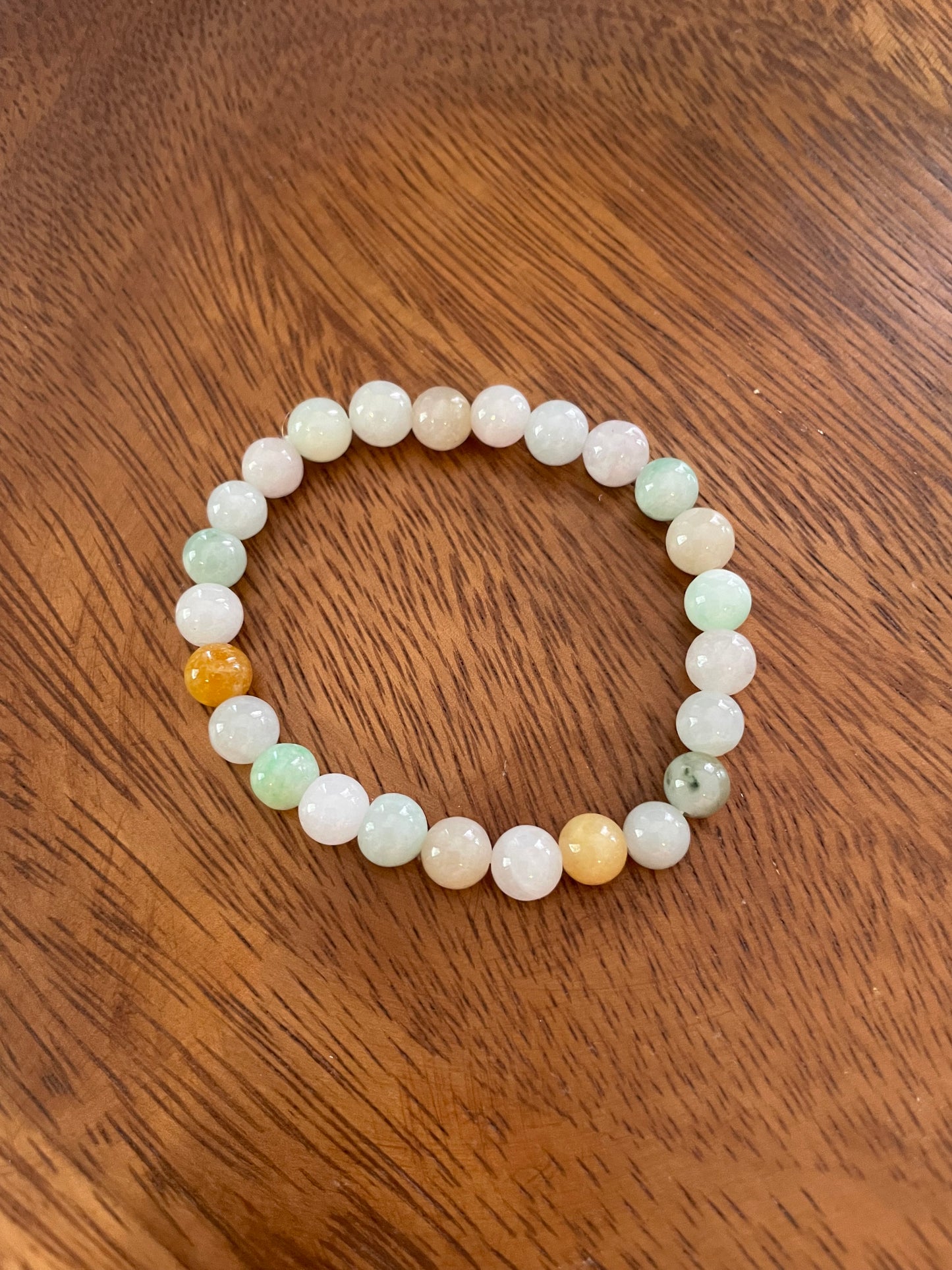 Grade A Natural Multi Colors Burma Jadeite beads elastic bracelet