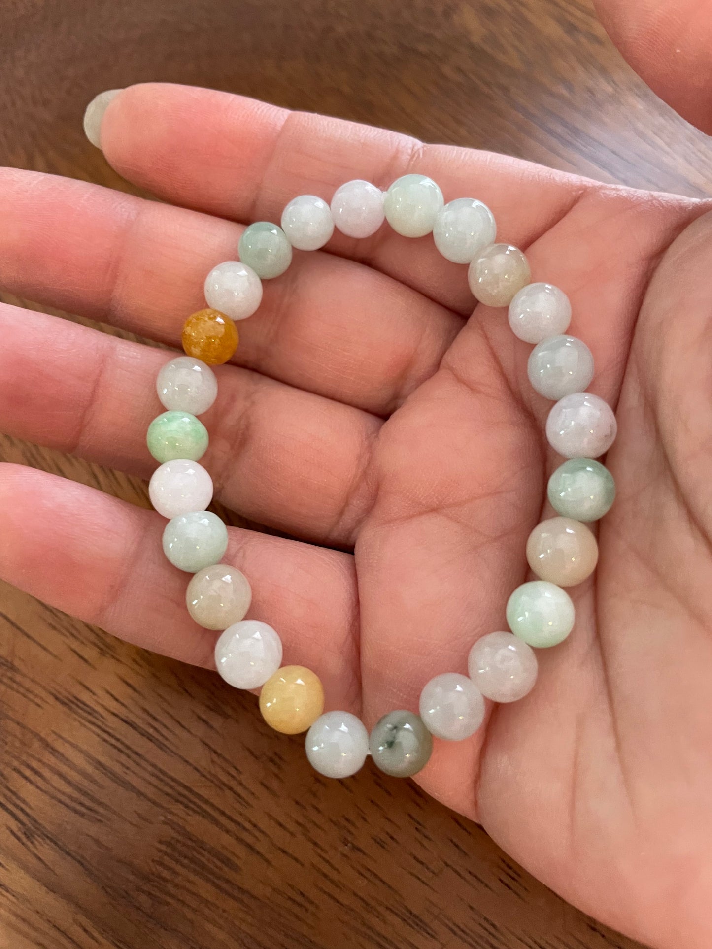 Grade A Natural Multi Colors Burma Jadeite beads elastic bracelet