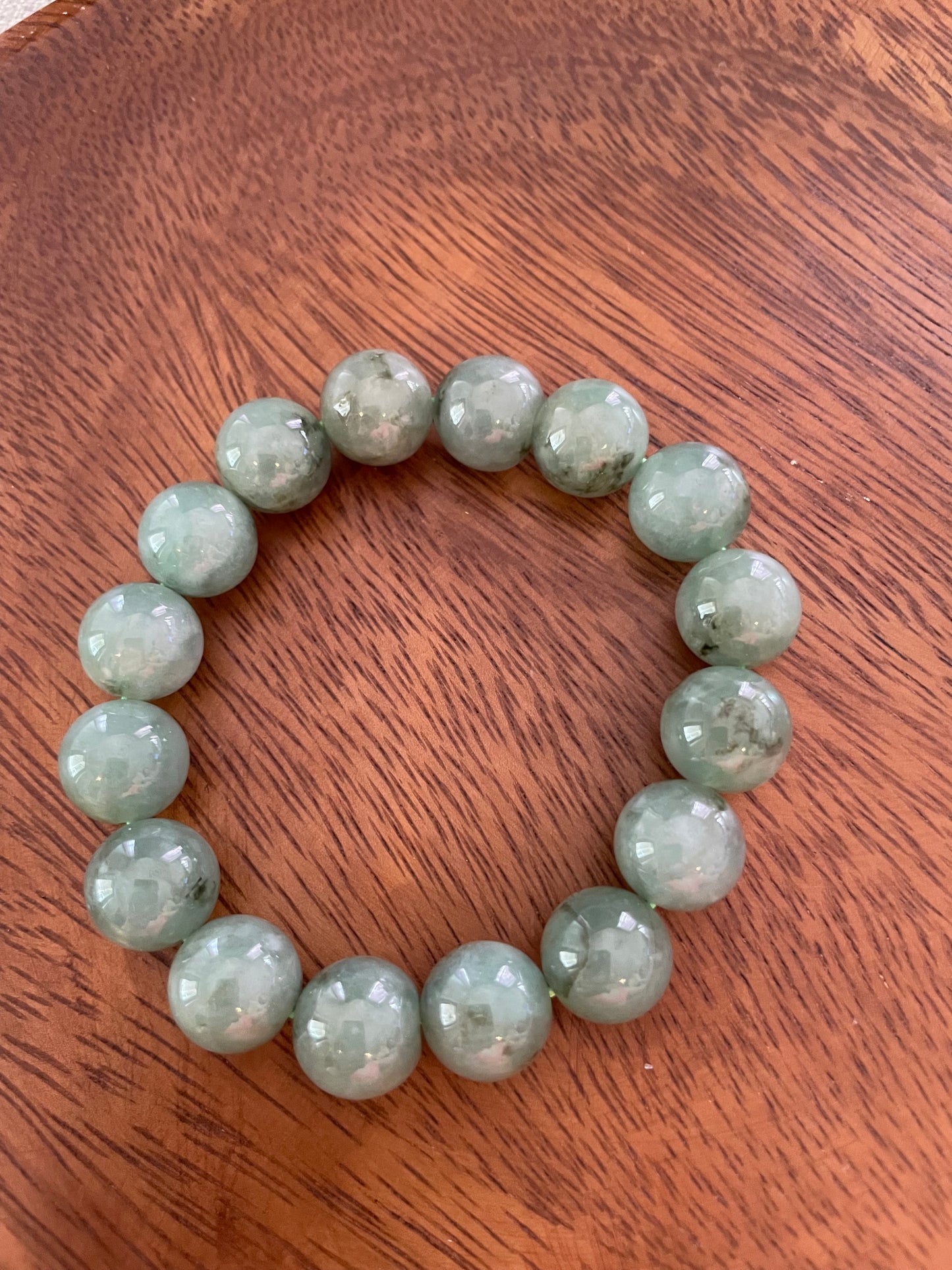 Grade A Natural Green Burma Jadeite beads elastic Bracelet