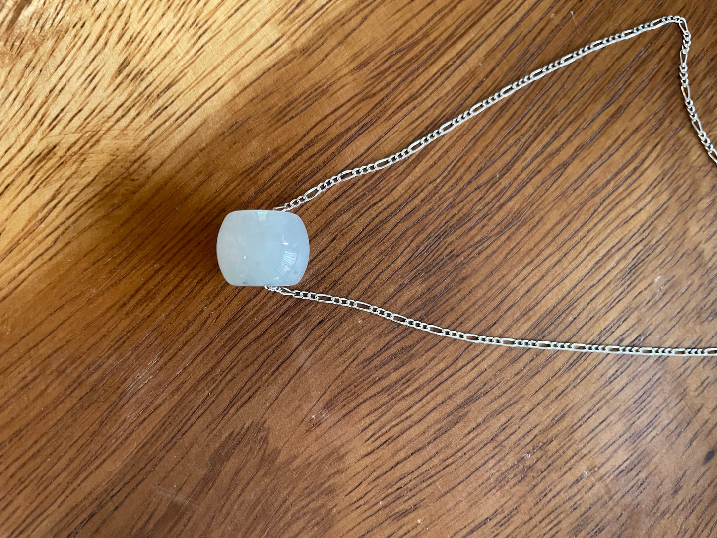 Natural white Jadeite "Lu Lu Tong"  with Sterling Silver necklace