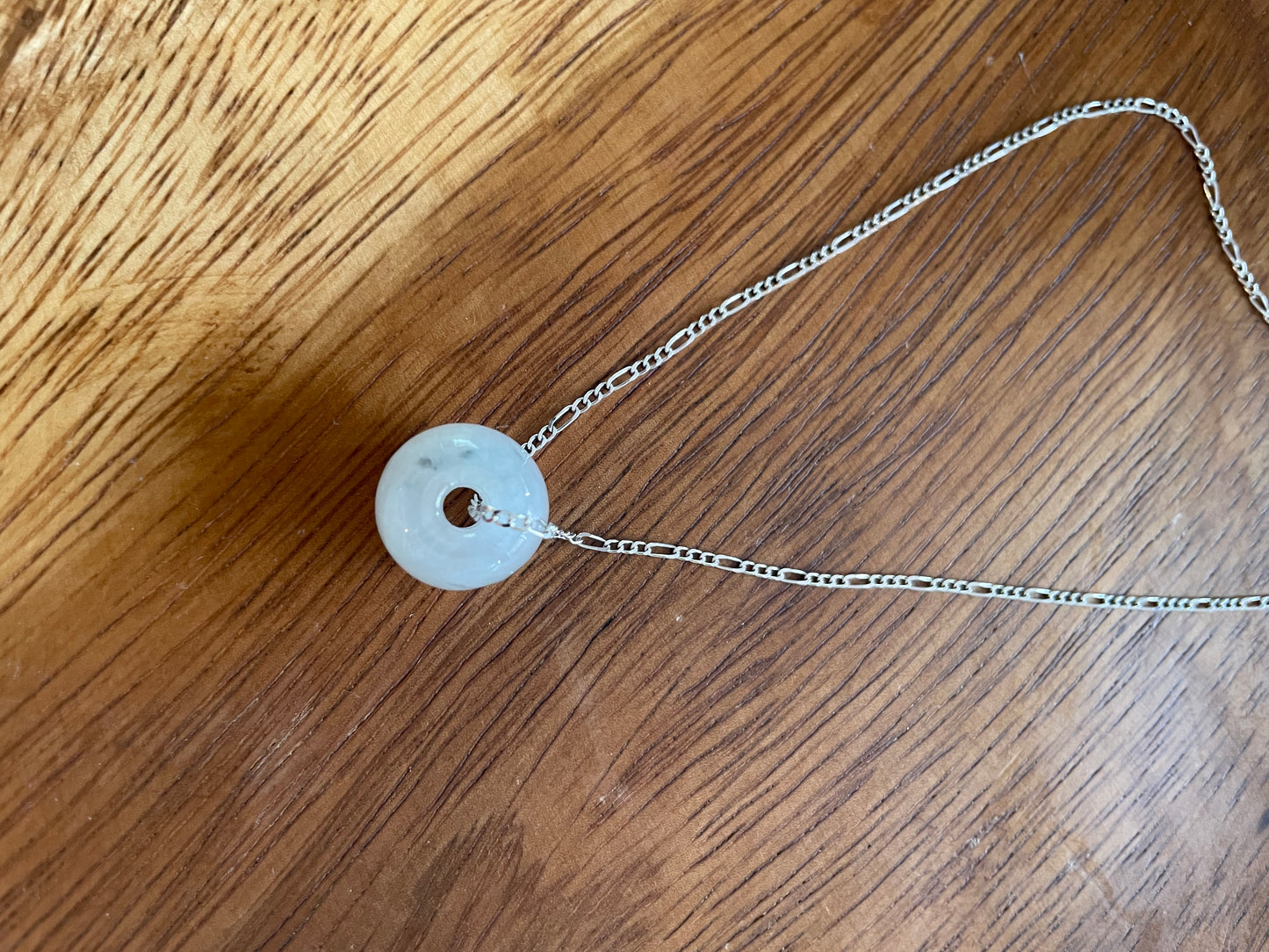 Natural white Jadeite "Lu Lu Tong"  with Sterling Silver necklace