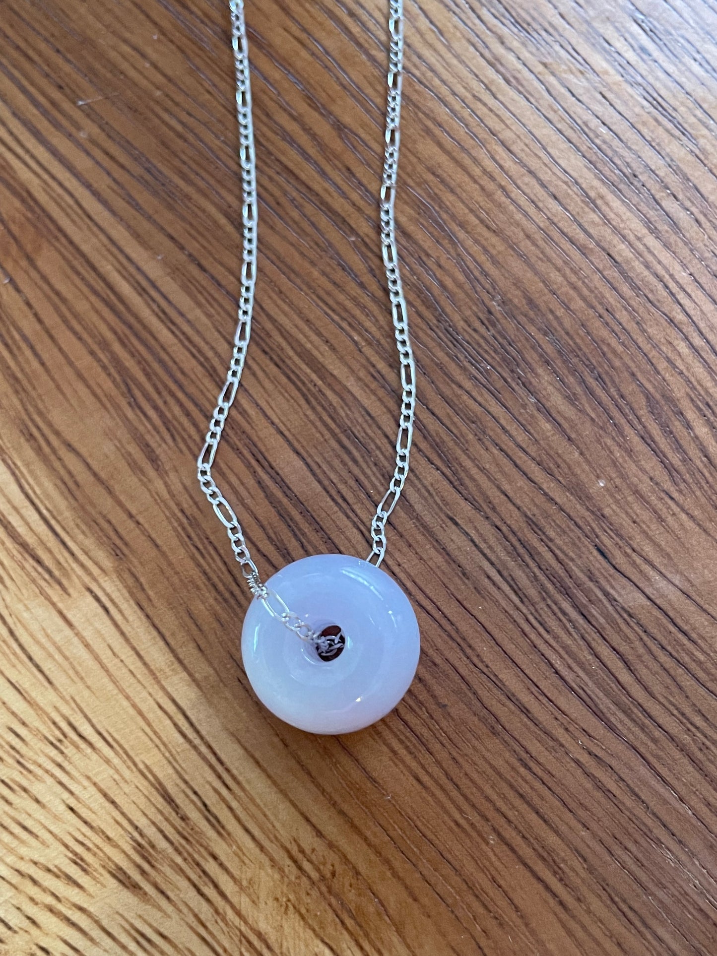 Natural Lavender Jadeite "Lu Lu Tong"  with Sterling Silver necklace