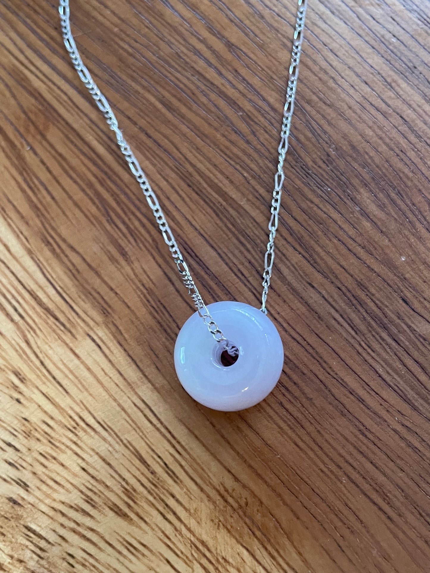 Natural Lavender Jadeite "Lu Lu Tong"  with Sterling Silver necklace