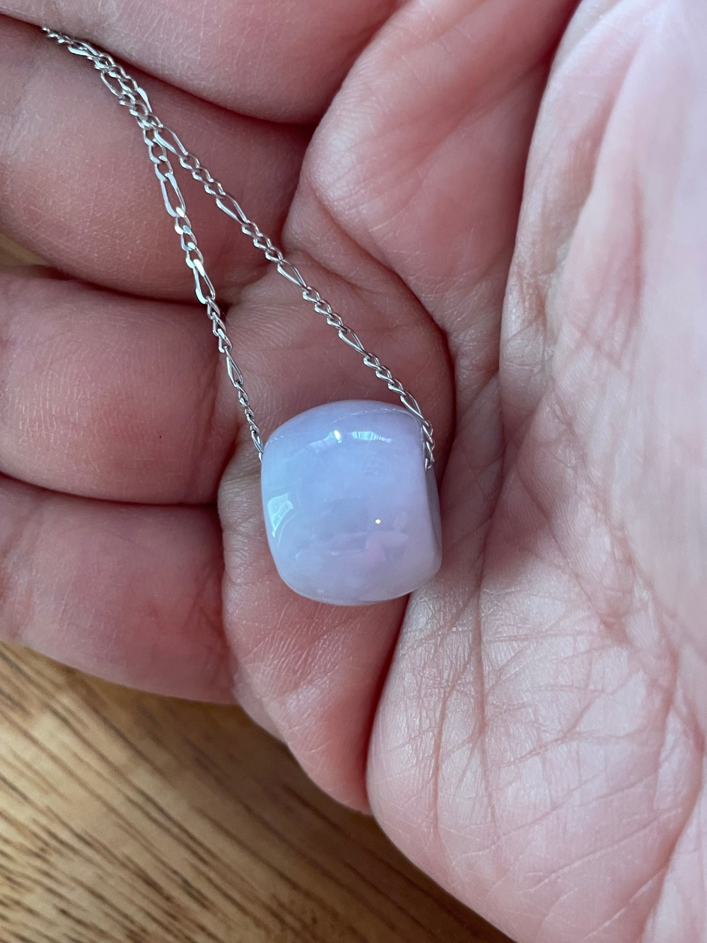 Natural Lavender Jadeite "Lu Lu Tong"  with Sterling Silver necklace