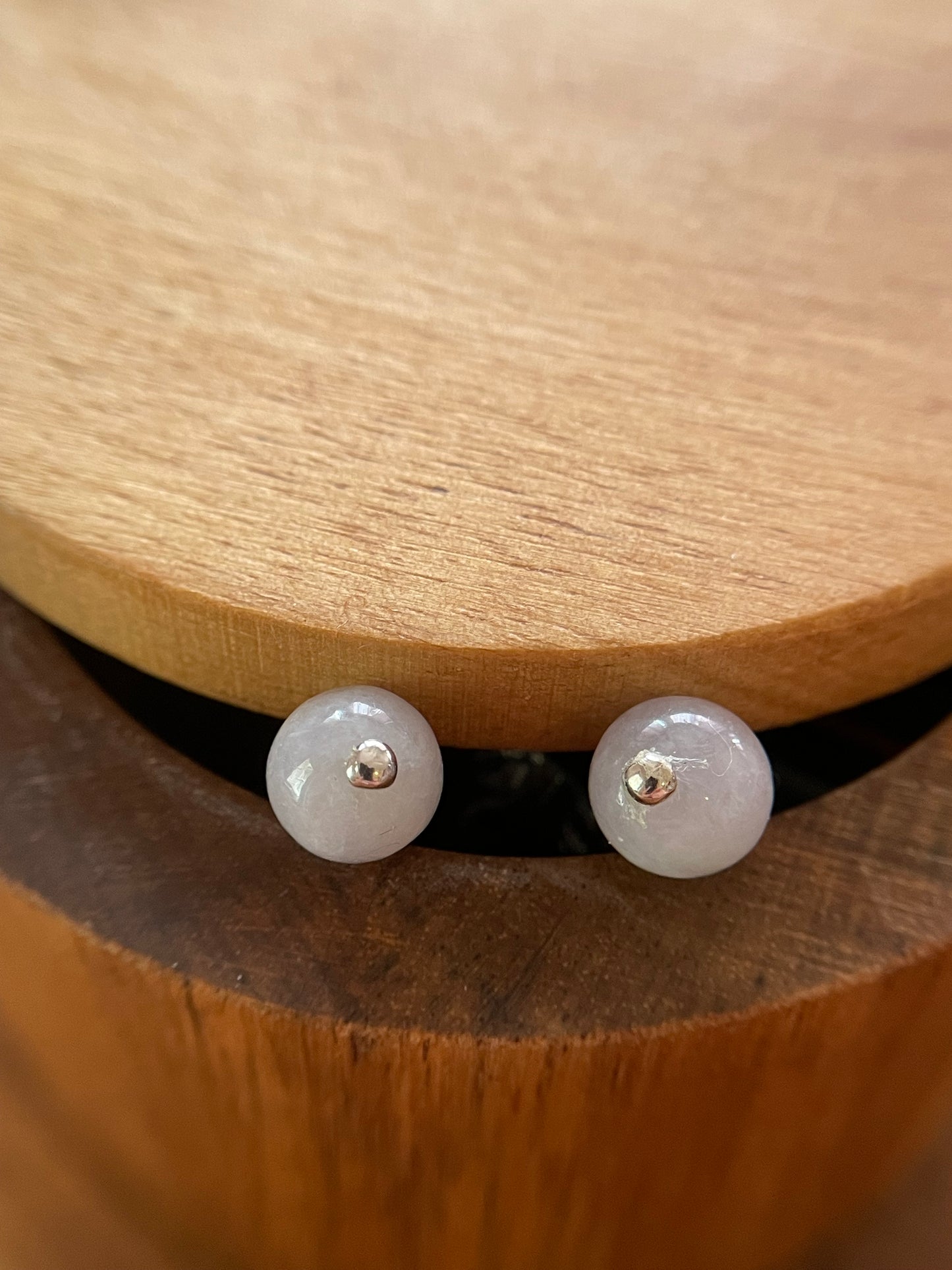 Natural Grade A Lavender Burmese Jadeite Stud 925 silver earring