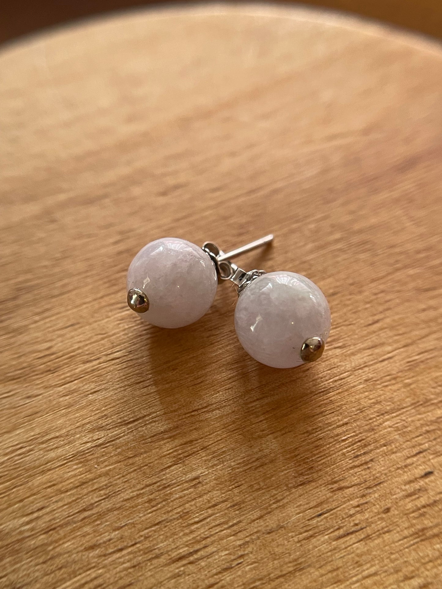 Natural Grade A Lavender Burmese Jadeite Stud 925 silver earring