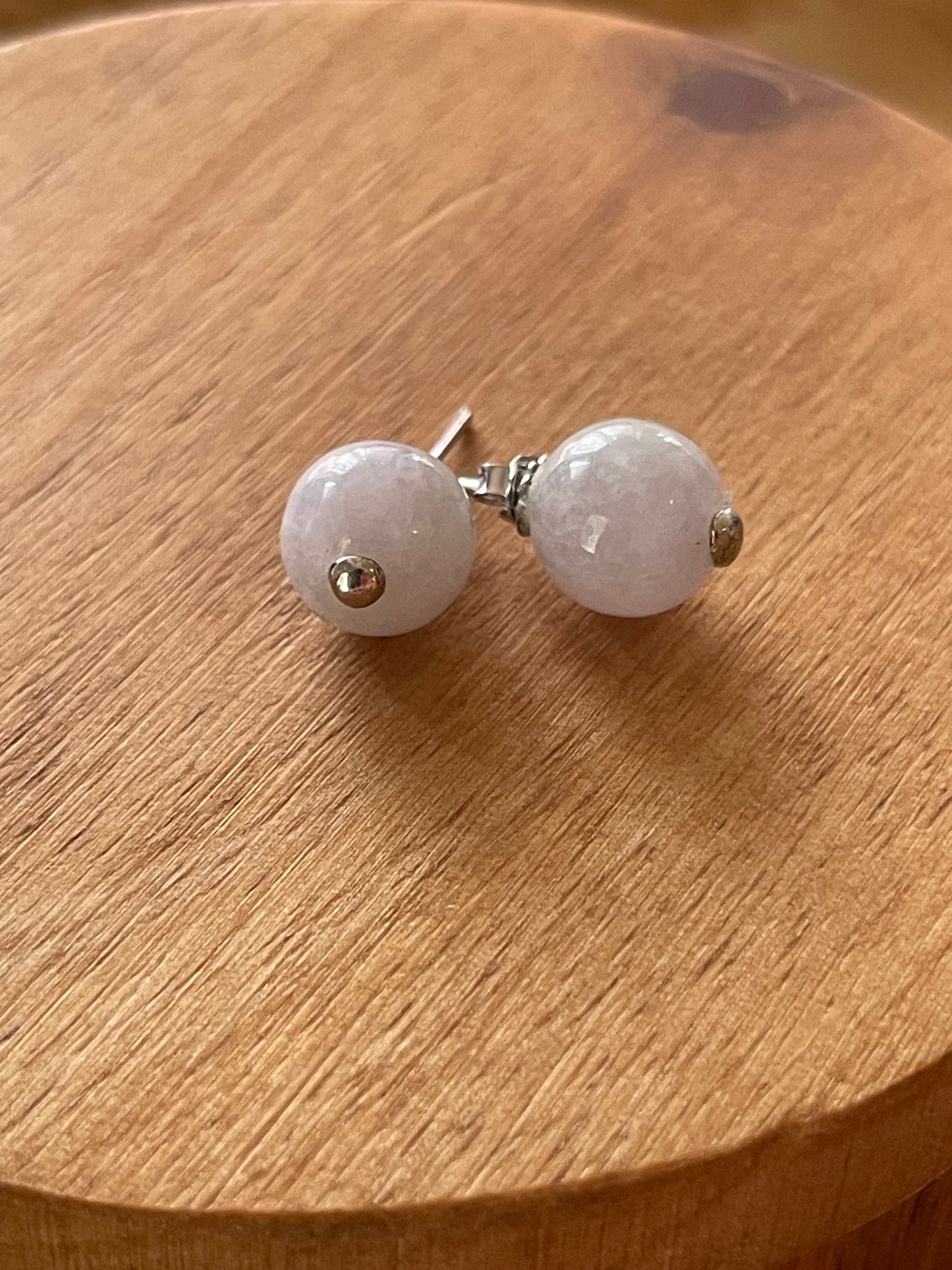 Natural Grade A Lavender Burmese Jadeite Stud 925 silver earring