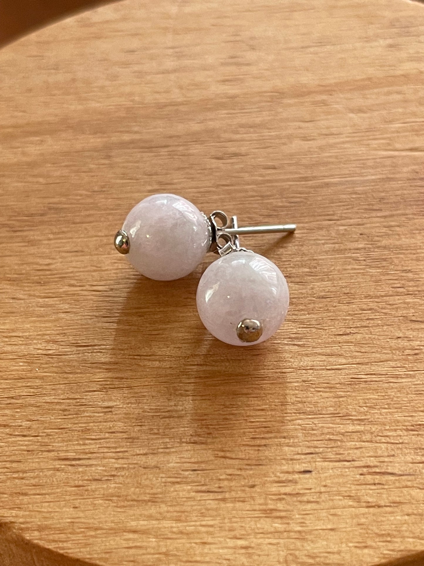 Natural Grade A Lavender Burmese Jadeite Stud 925 silver earring