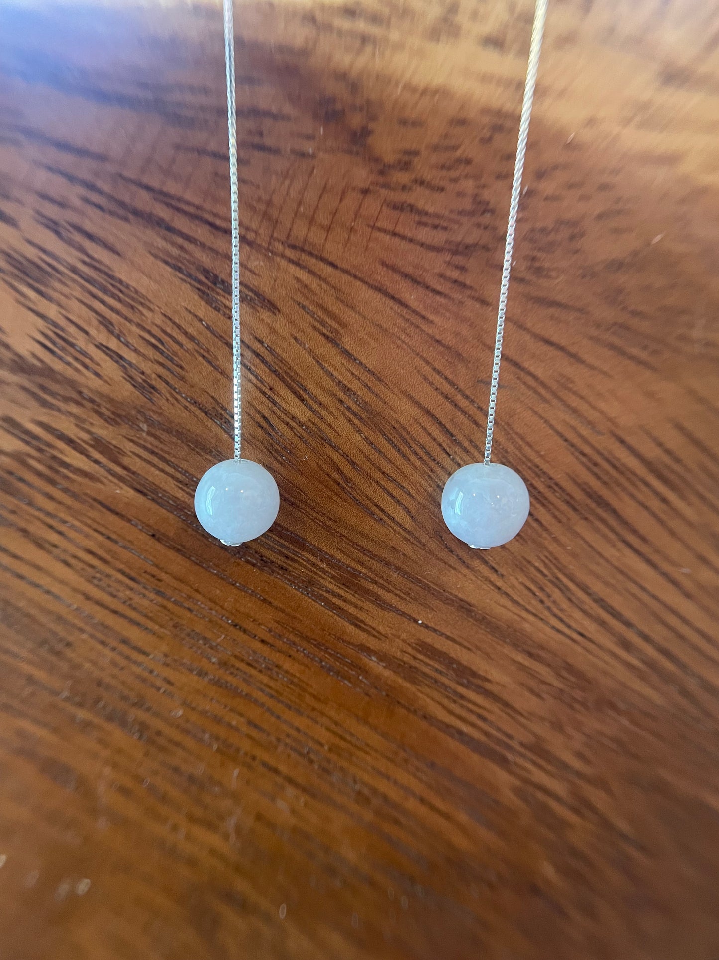 Natural Grade A  Lavender  Burmese Jadeite beads  925 silver earrings