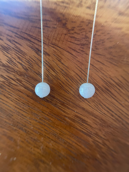 Natural Grade A  Lavender  Burmese Jadeite beads  925 silver earrings