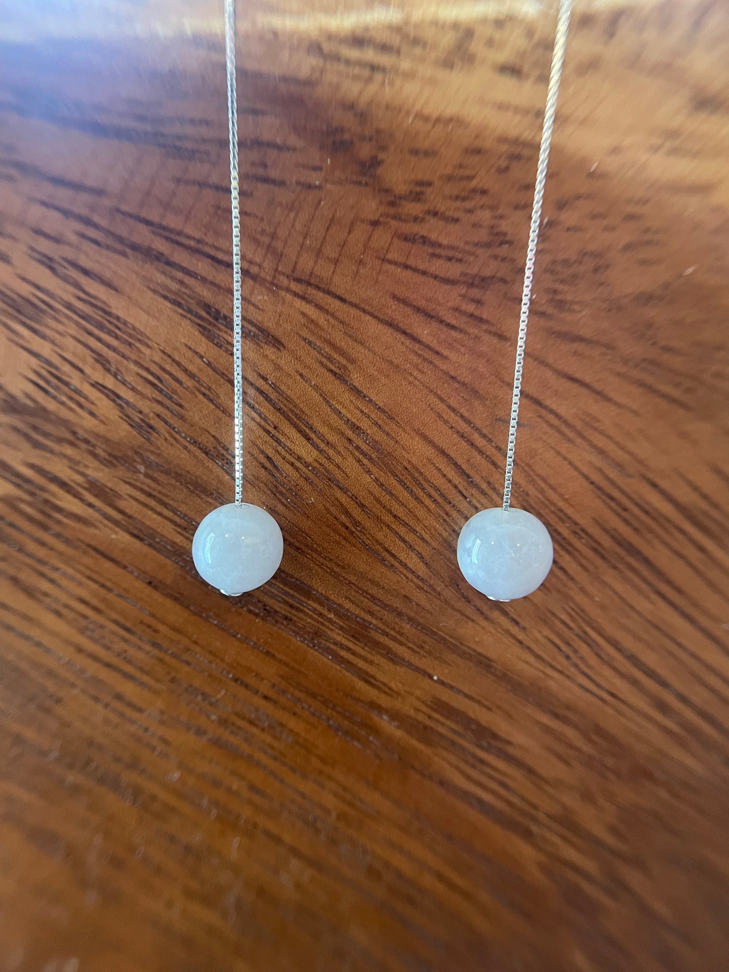 Natural Grade A  Lavender  Burmese Jadeite beads  925 silver earrings
