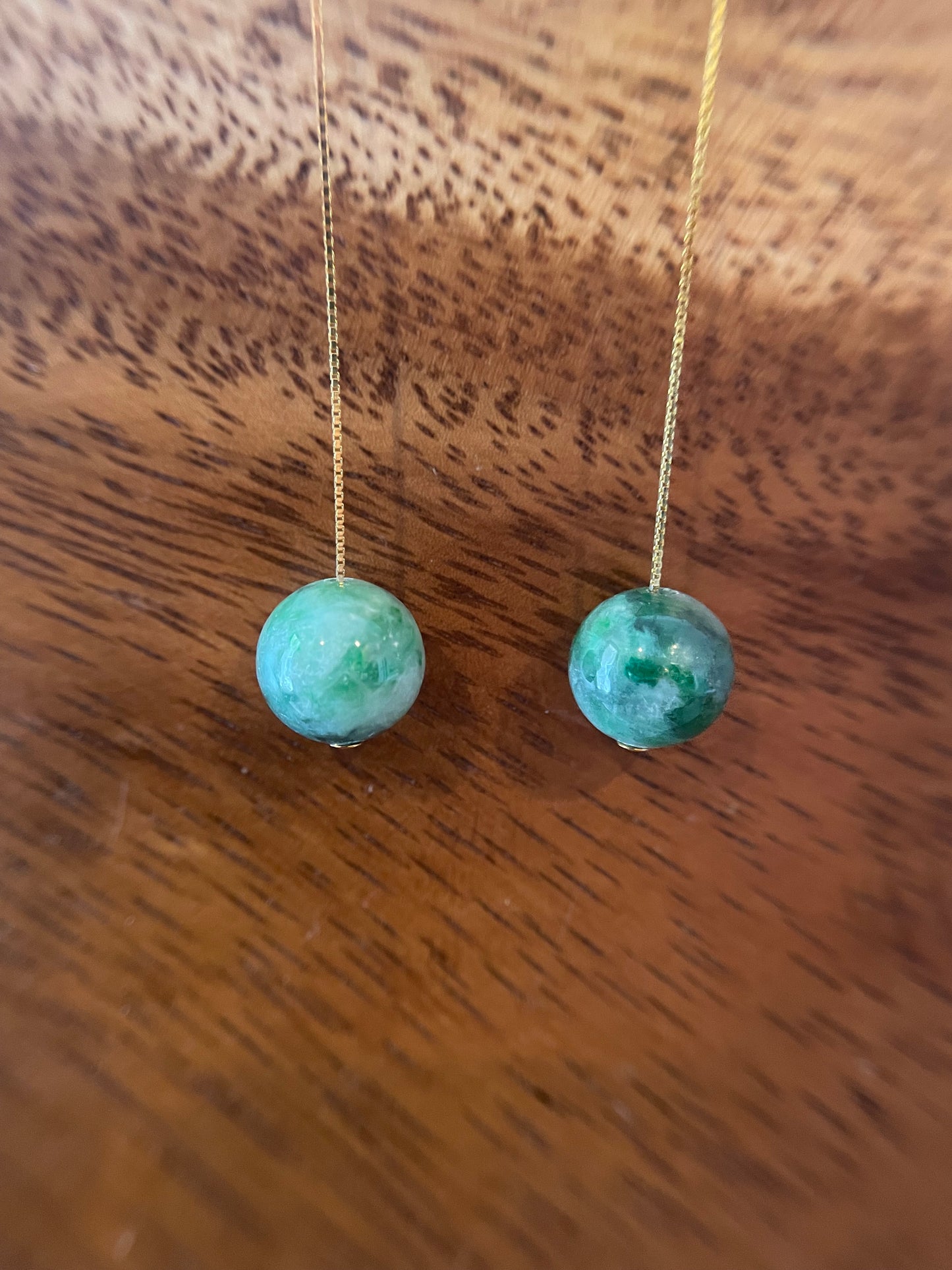 Natural Grade A   Green Burmese Jadeite beads  925 silver earring
