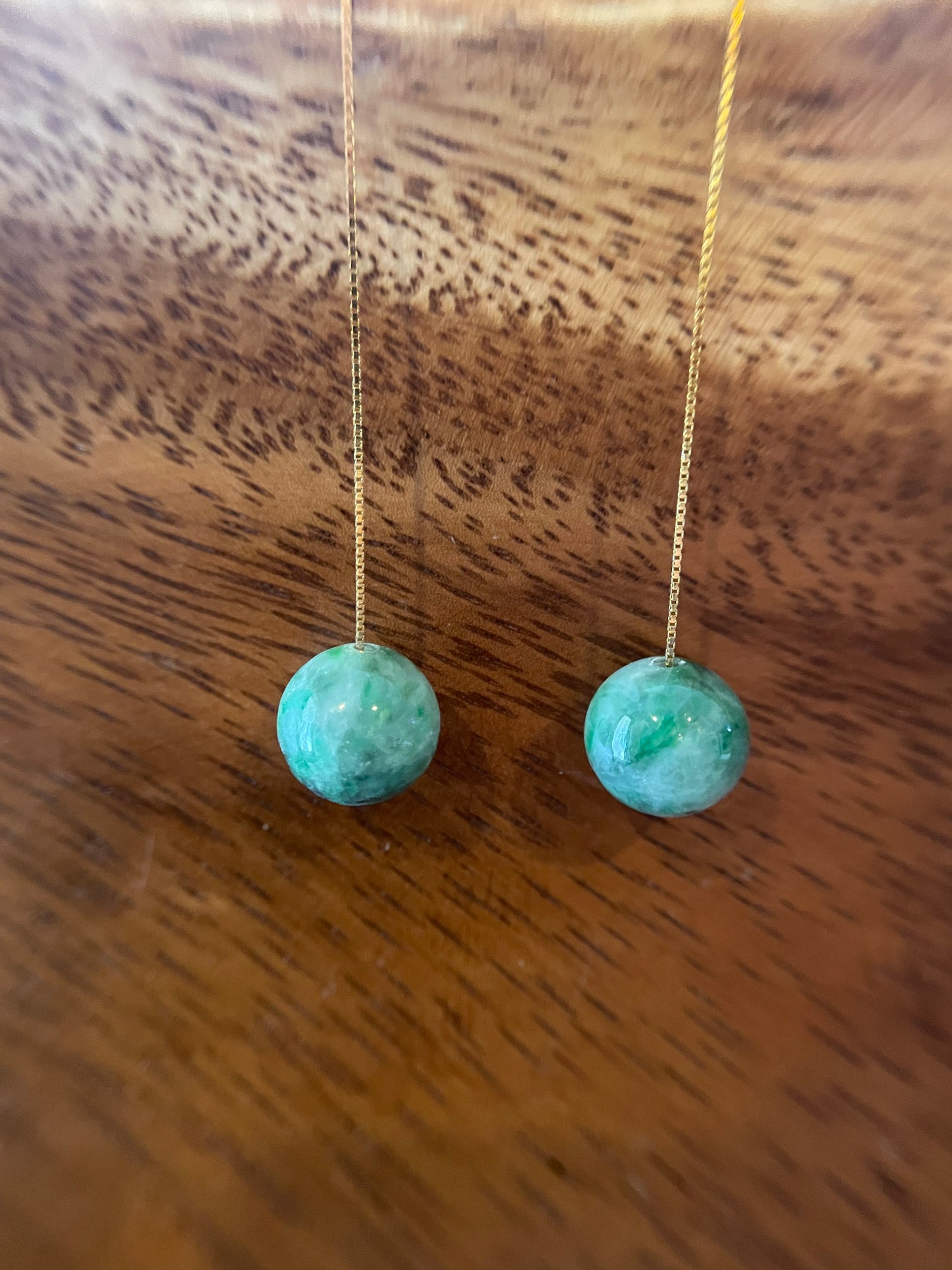 Natural Grade A   Green Burmese Jadeite beads  925 silver earring