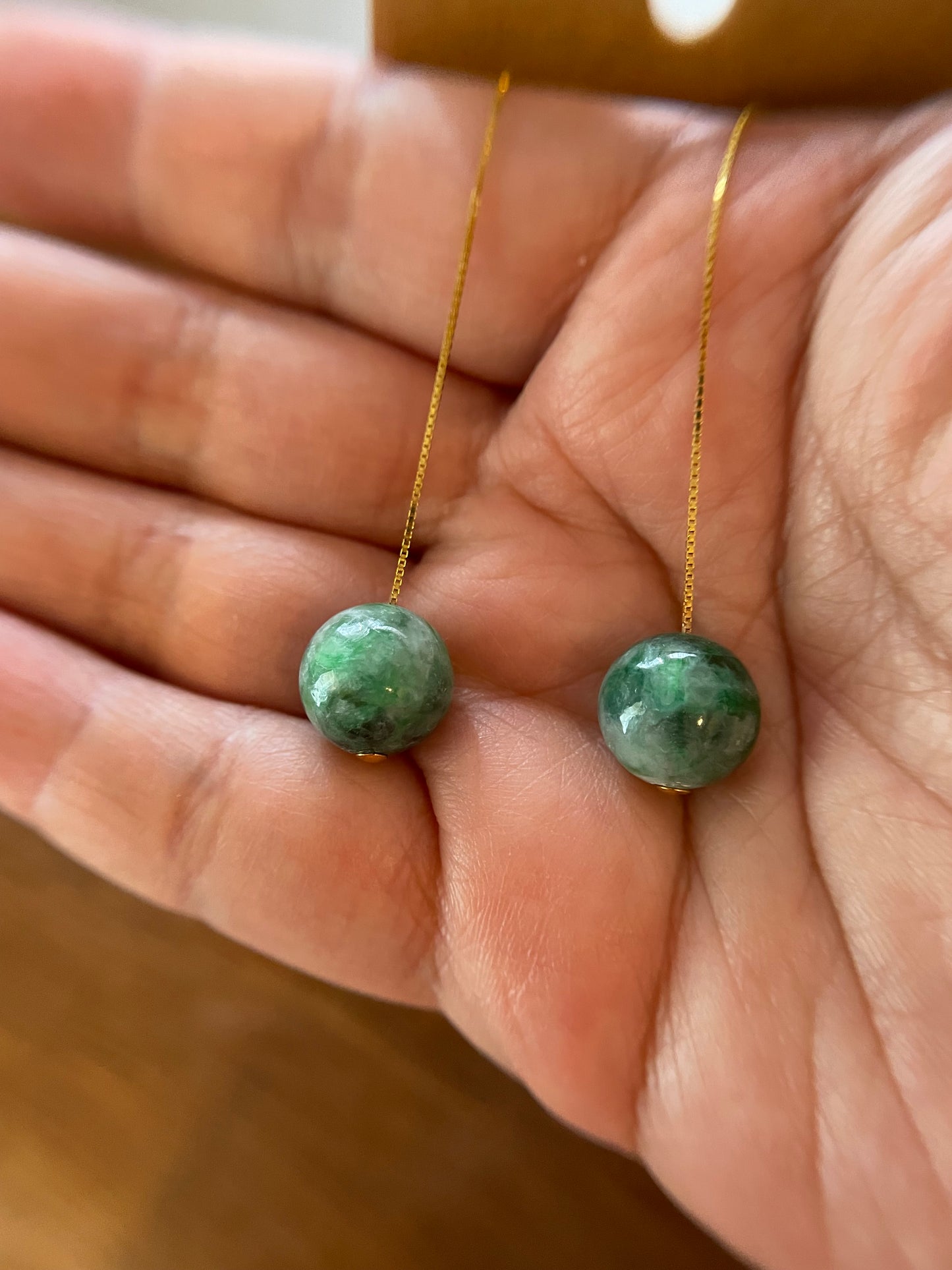 Natural Grade A   Green Burmese Jadeite beads  925 silver earring