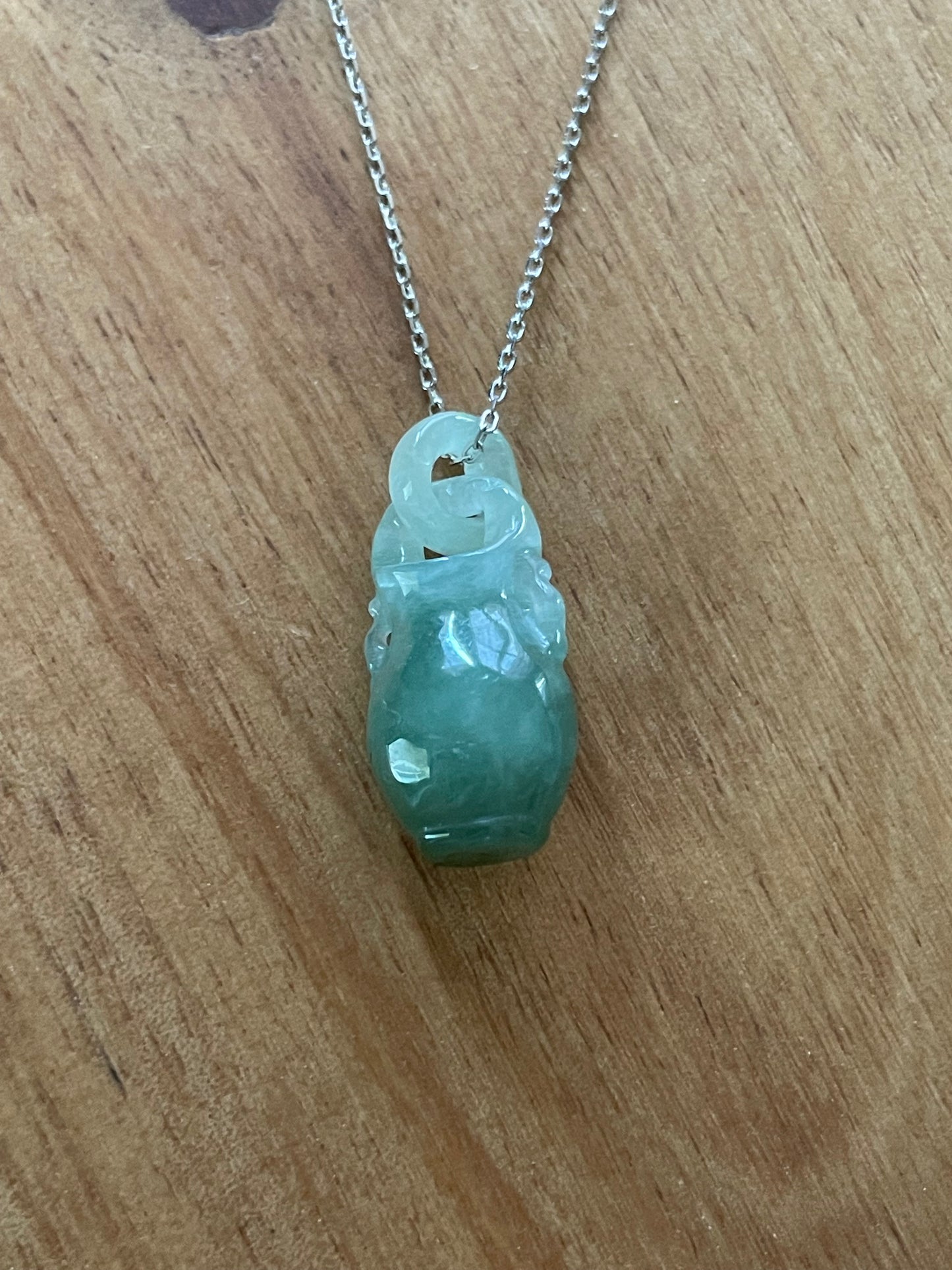 Grade A Natural Green Vase Sterling Silver Necklace