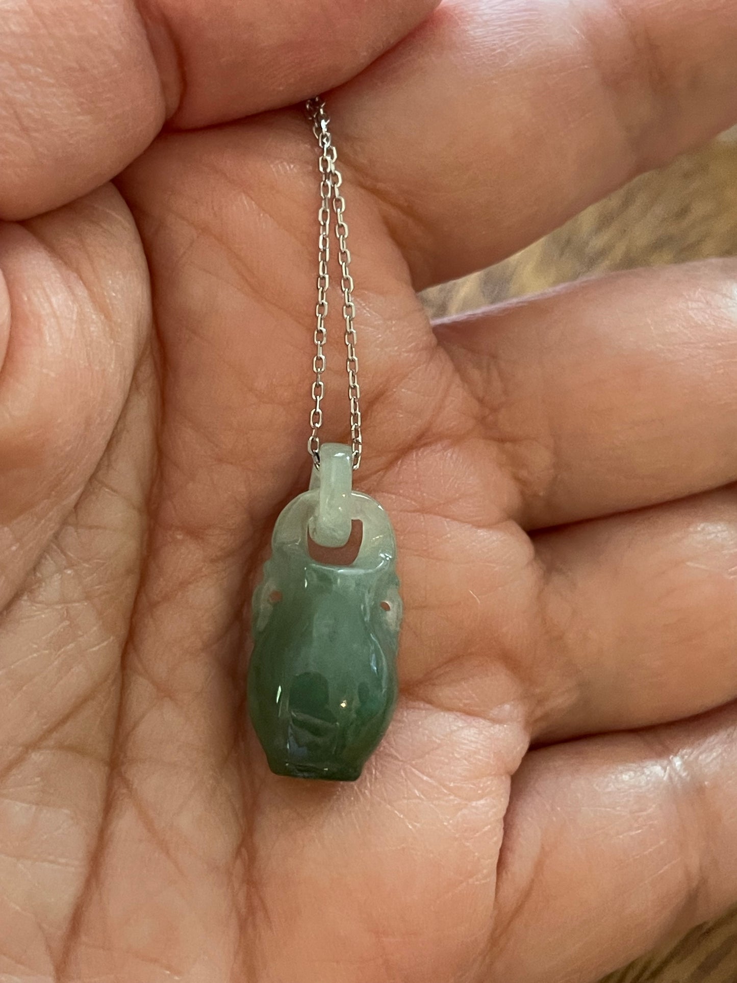 Grade A Natural Green Vase Sterling Silver Necklace