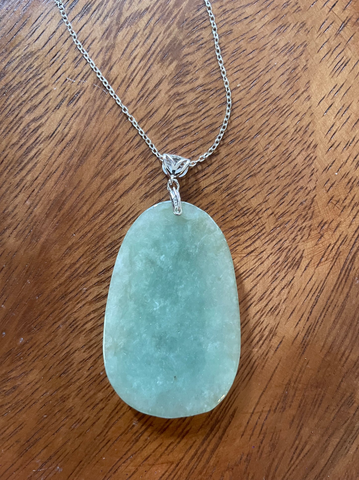 Icy Green jadeite  Buddha pendant with Sterling silver bail necklace