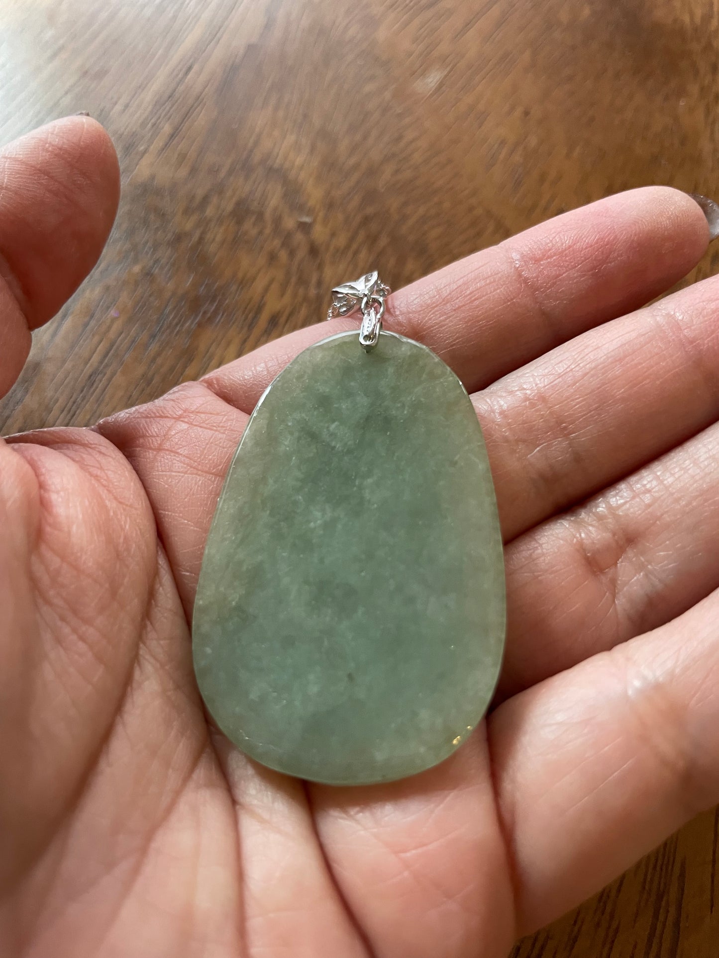 Icy Green jadeite  Buddha pendant with Sterling silver bail necklace