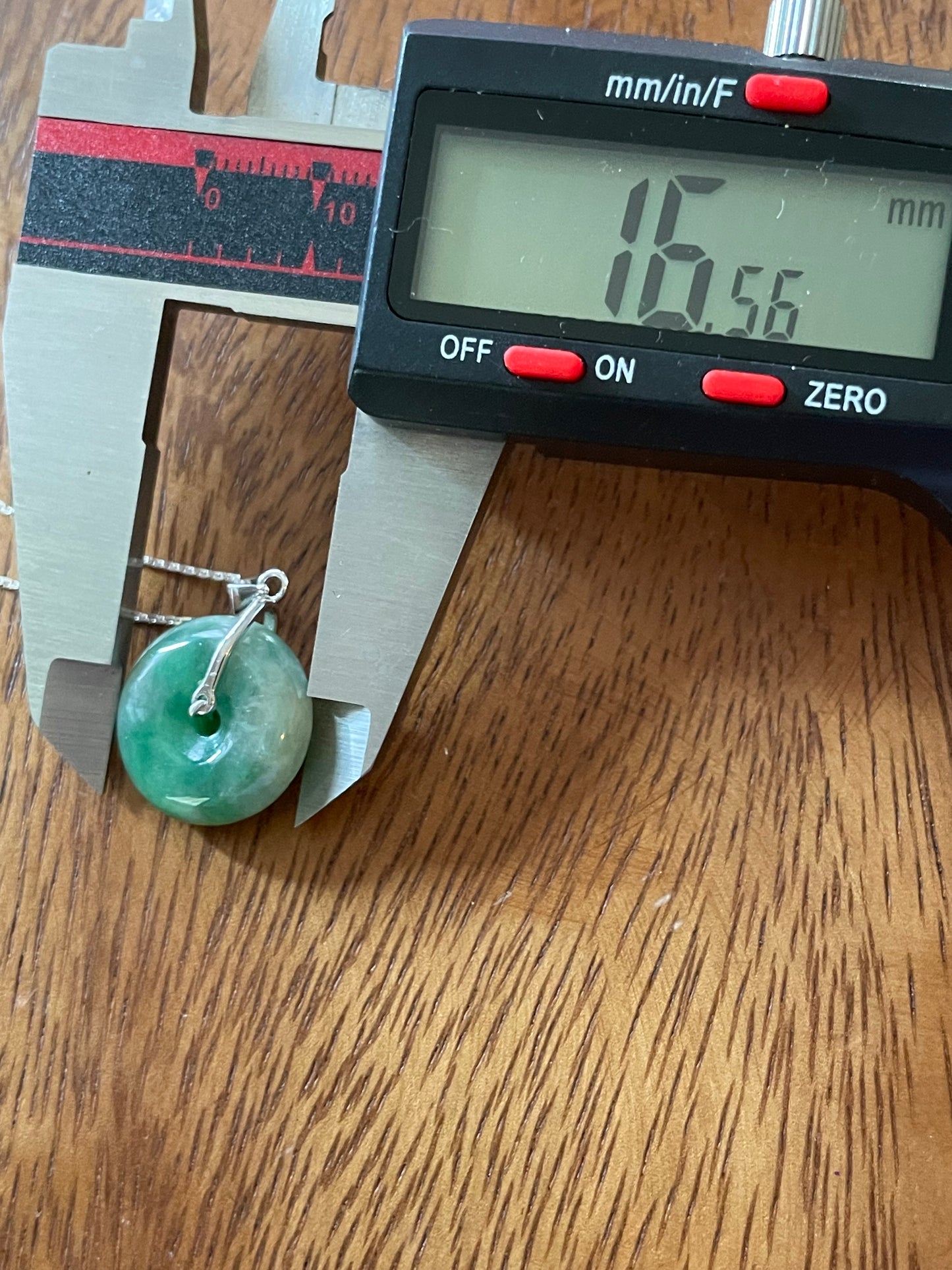 Grade A Natural  Green Jadeite Pi Disc pendant  silver necklace